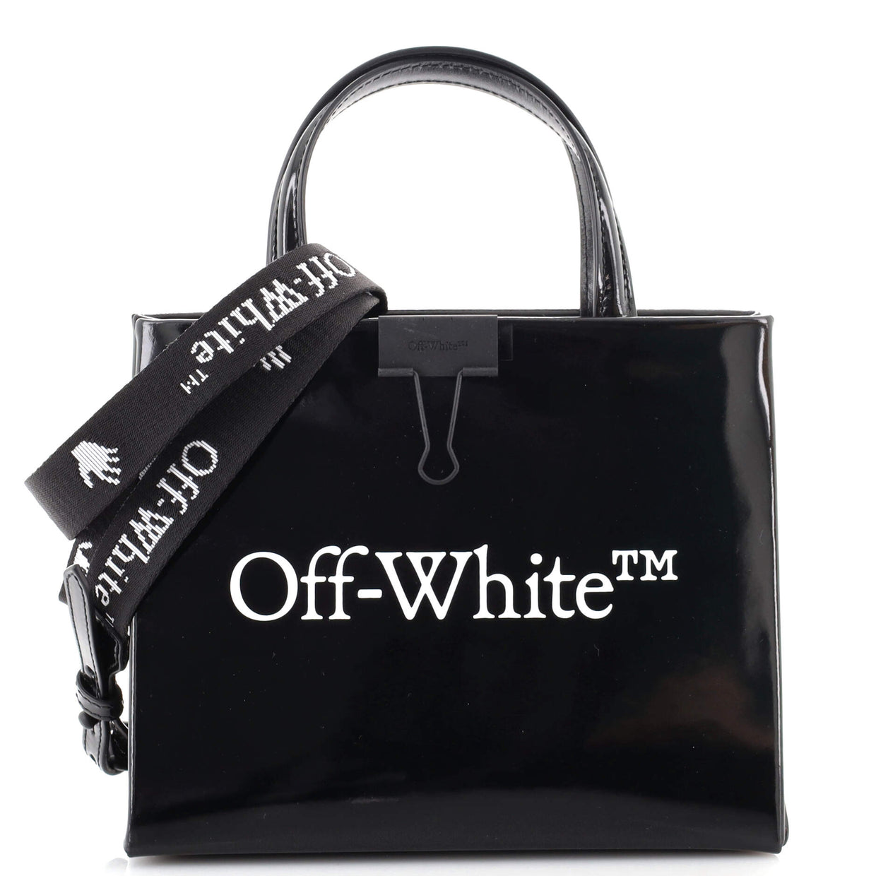 Off White Box Tote Printed Patent Mini Black 1552761