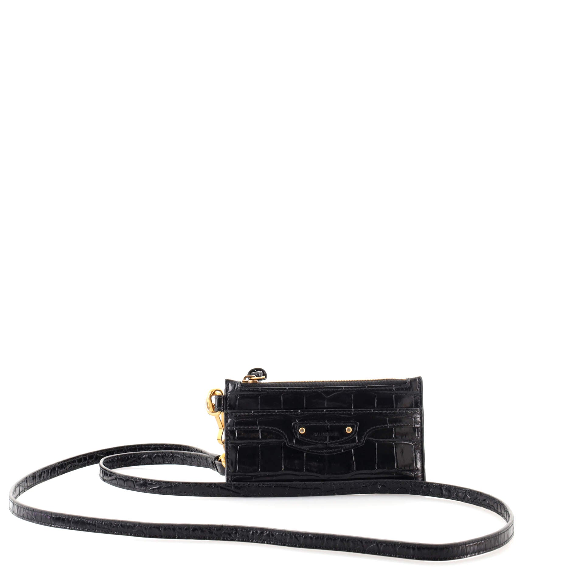 Balenciaga Black Croc Neo Classic Flap Card Holder – BlackSkinny