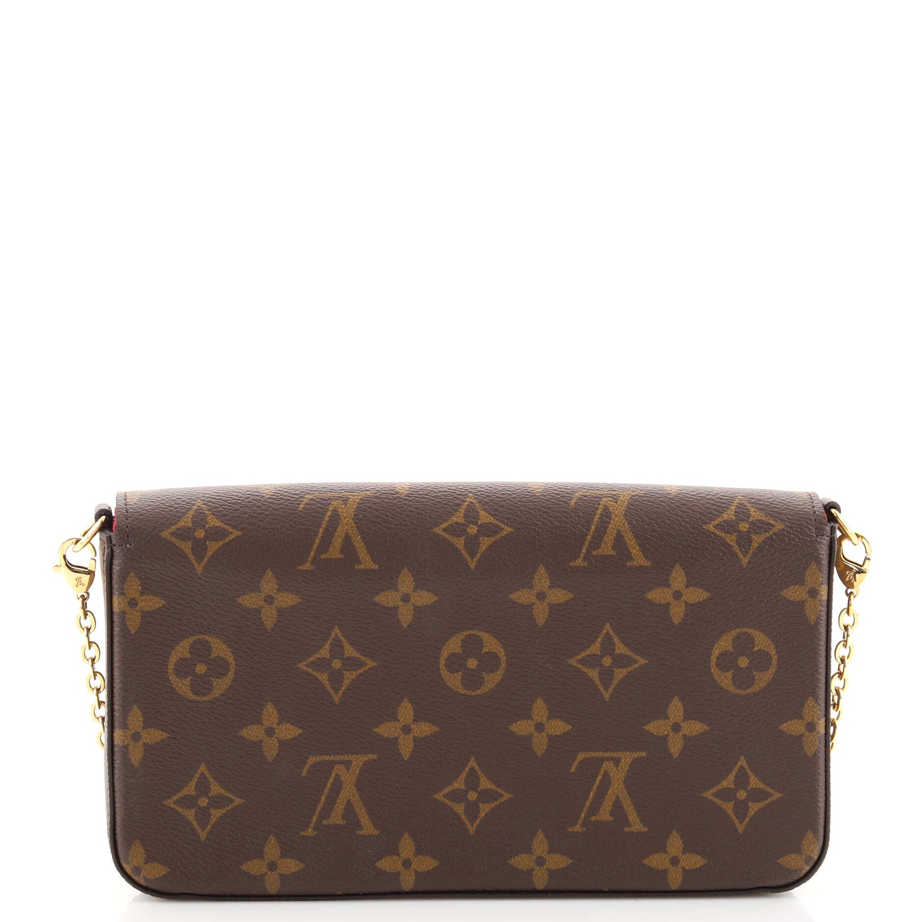 LOUIS VUITTON Felicie Strap & Go Pochette Monogram Canvas Shoulder Bag Brown