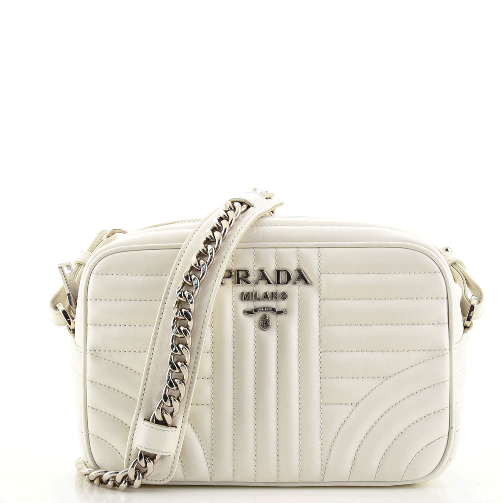 Prada Camera Bag Diagramme Quilted Leather Small White 1557761