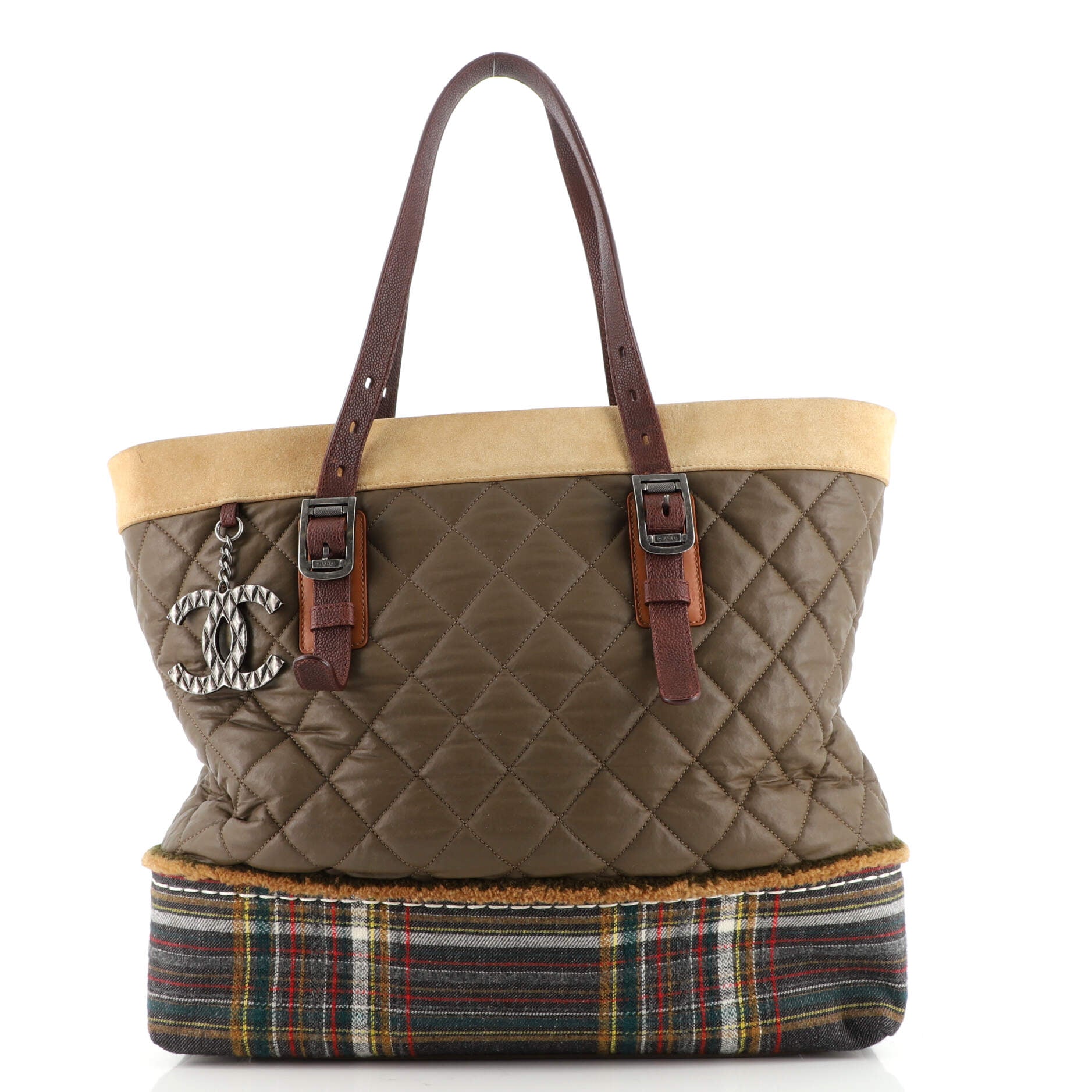 CHANEL Paris-Edinburgh Tote Quilted Mixed Leather with Flannel Medium