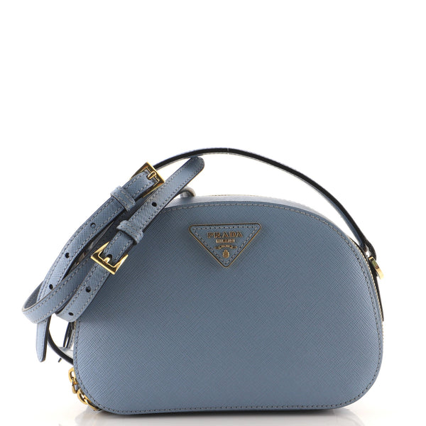 Prada Odette Top Handle Bag Saffiano Leather Small Blue 156356247