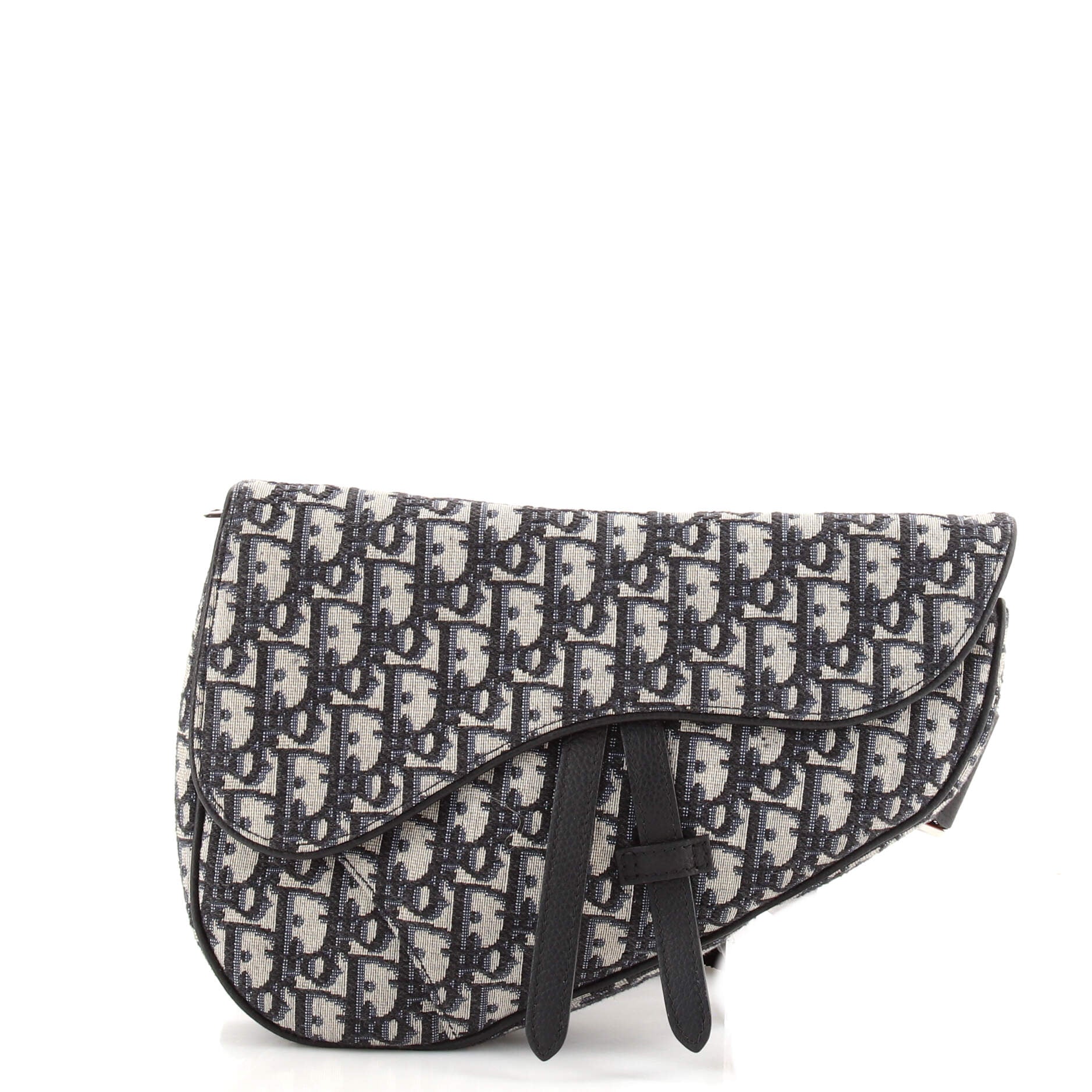 Christian Dior Oblique Tapestry Mini Saddle Soft Black Crossbody