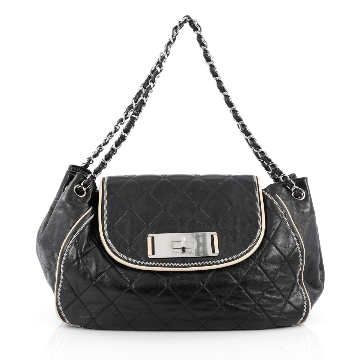 Chanel East West Mademoiselle Accordion Flap Bag Quilted Lambskin ...
