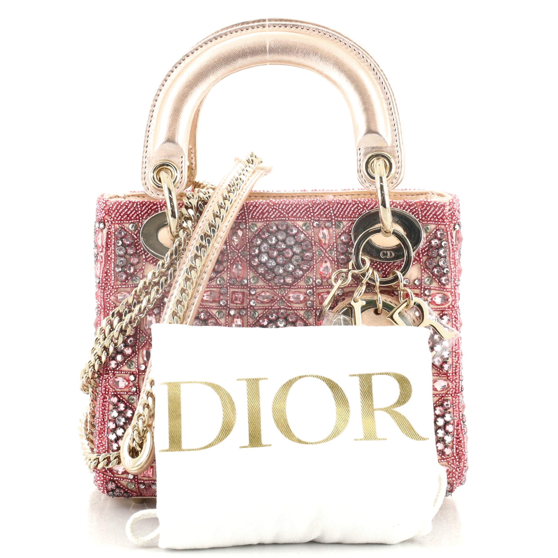Christian dior lady dior pouch Rose Des Vents Patent Cannage Calfskin