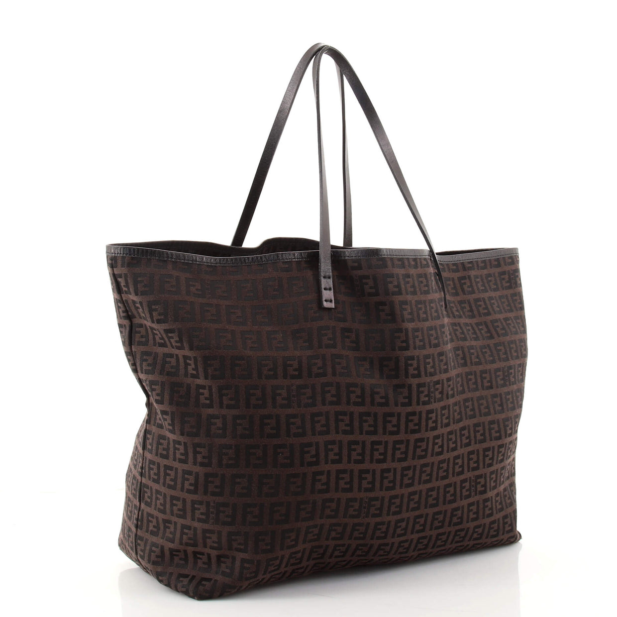 Fendi Roll Tote Zucchino Canvas Large Brown 1581471