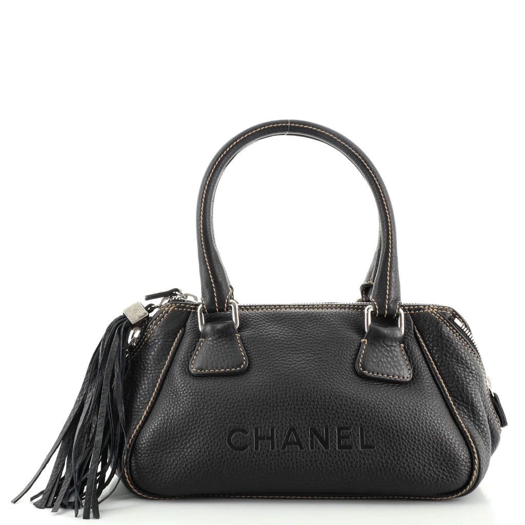 Chanel Lax Tassel Bag Pebbled Leather Small Black 1581771