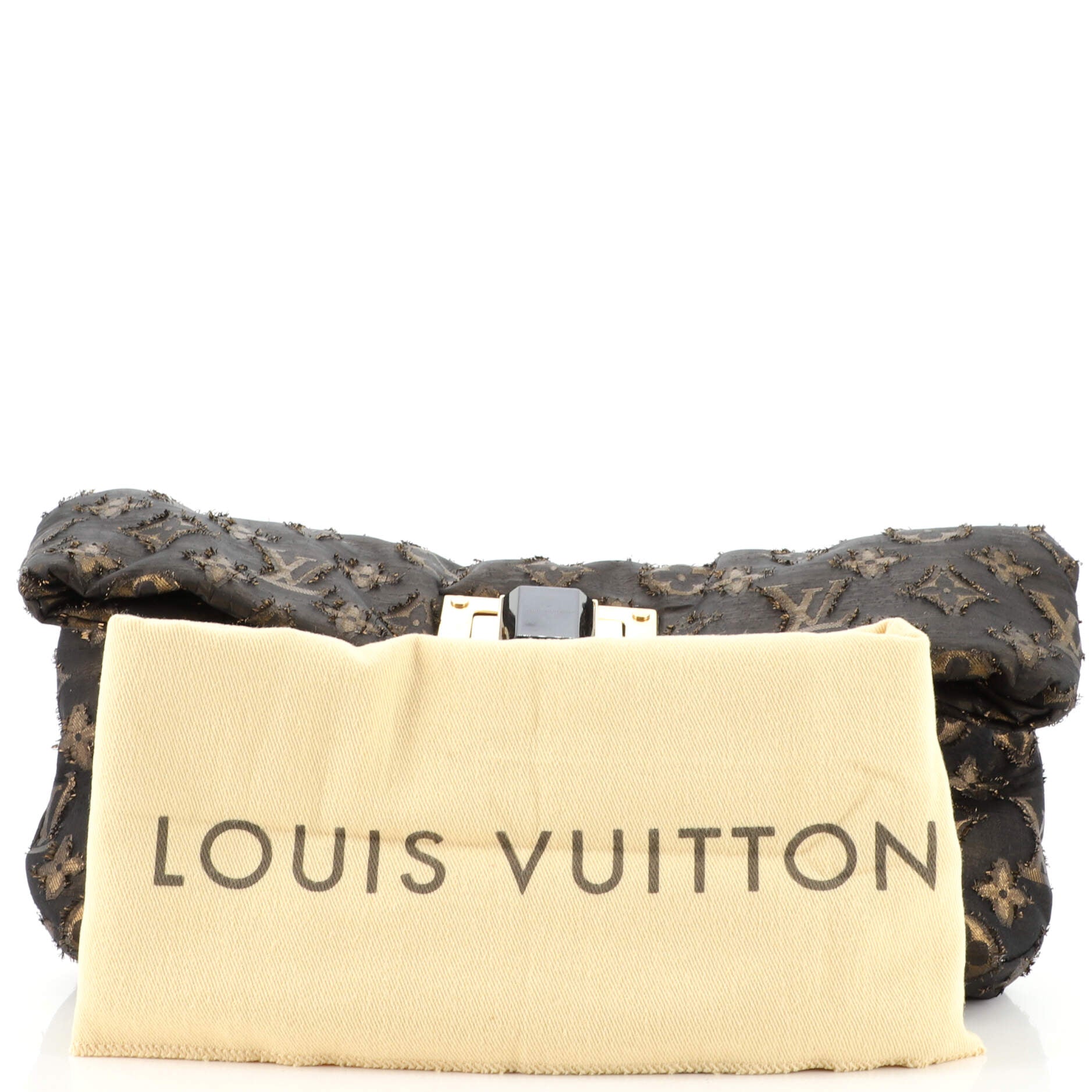 Louis Vuitton Altair Gold Silk Monogram Clutch Bag For Sale at