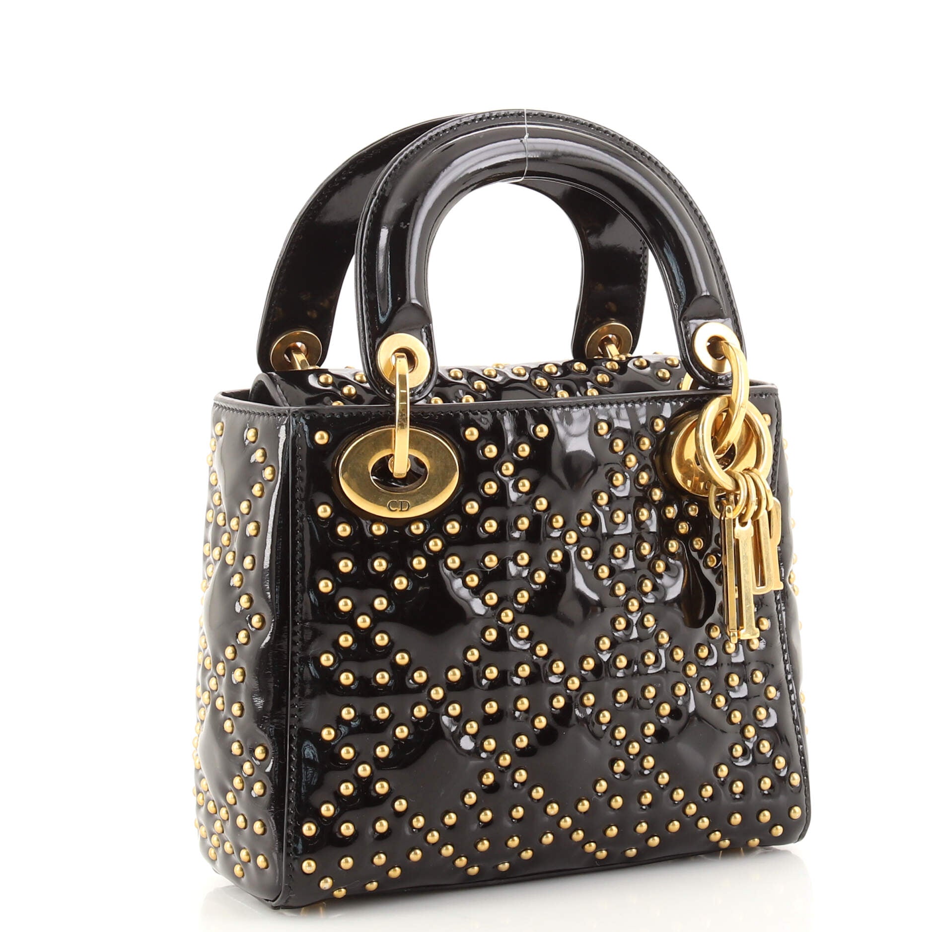 Christian Dior Patent Studded Mini Lady Dior Bag