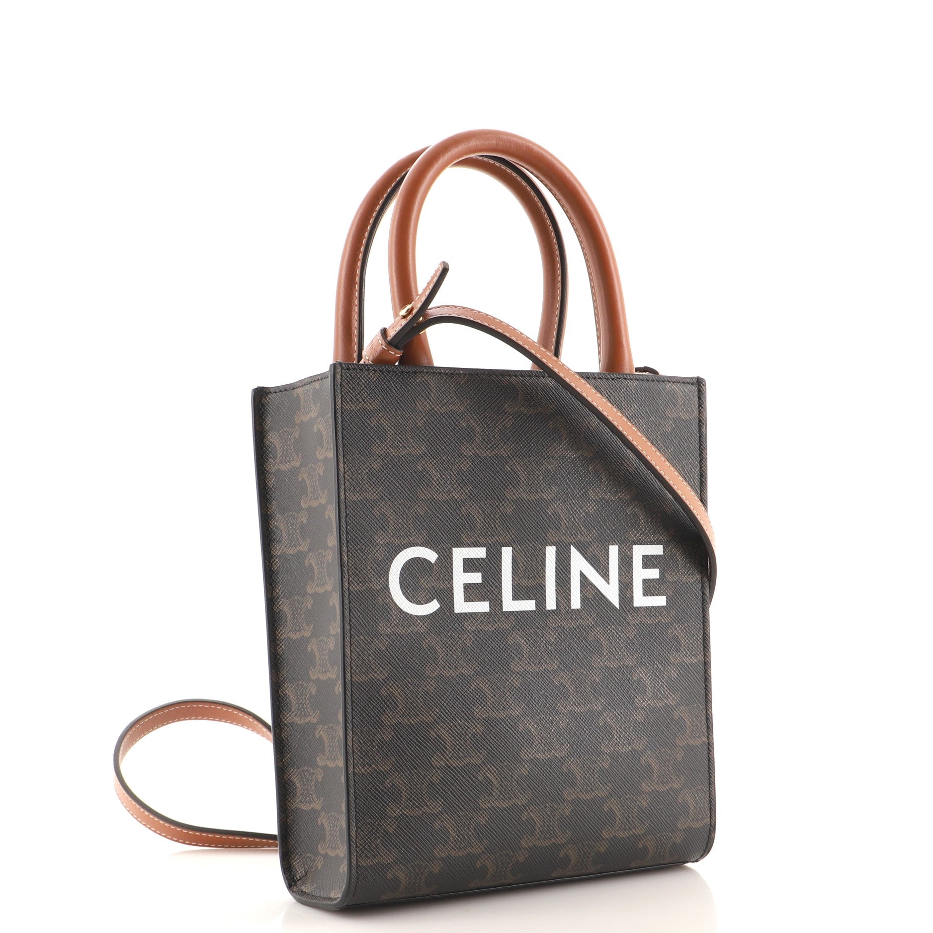 Celine Vertical Cabas Tote, Canvas with Leather, Small