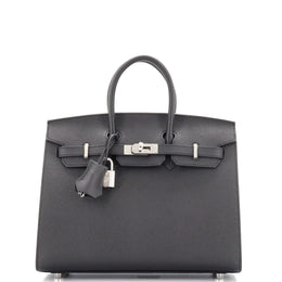 Hermès Birkin 25 Noir (Black) Sellier Epsom Palladium Hardware PHW