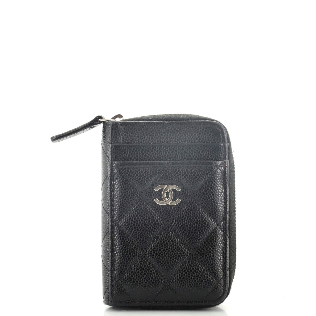 Chanel CC Green Glitter Caviar Zip Card Holder  LuxuryPromise