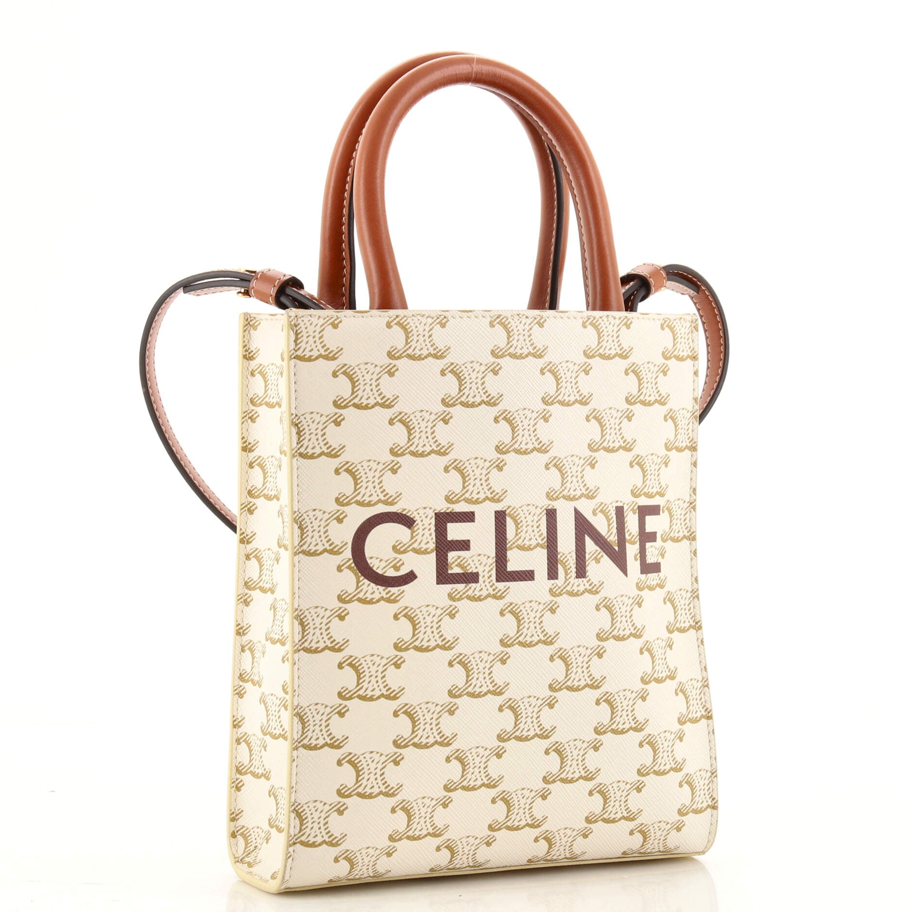 Celine Horizontal Cabas Tote Canvas with Leather Small Neutral