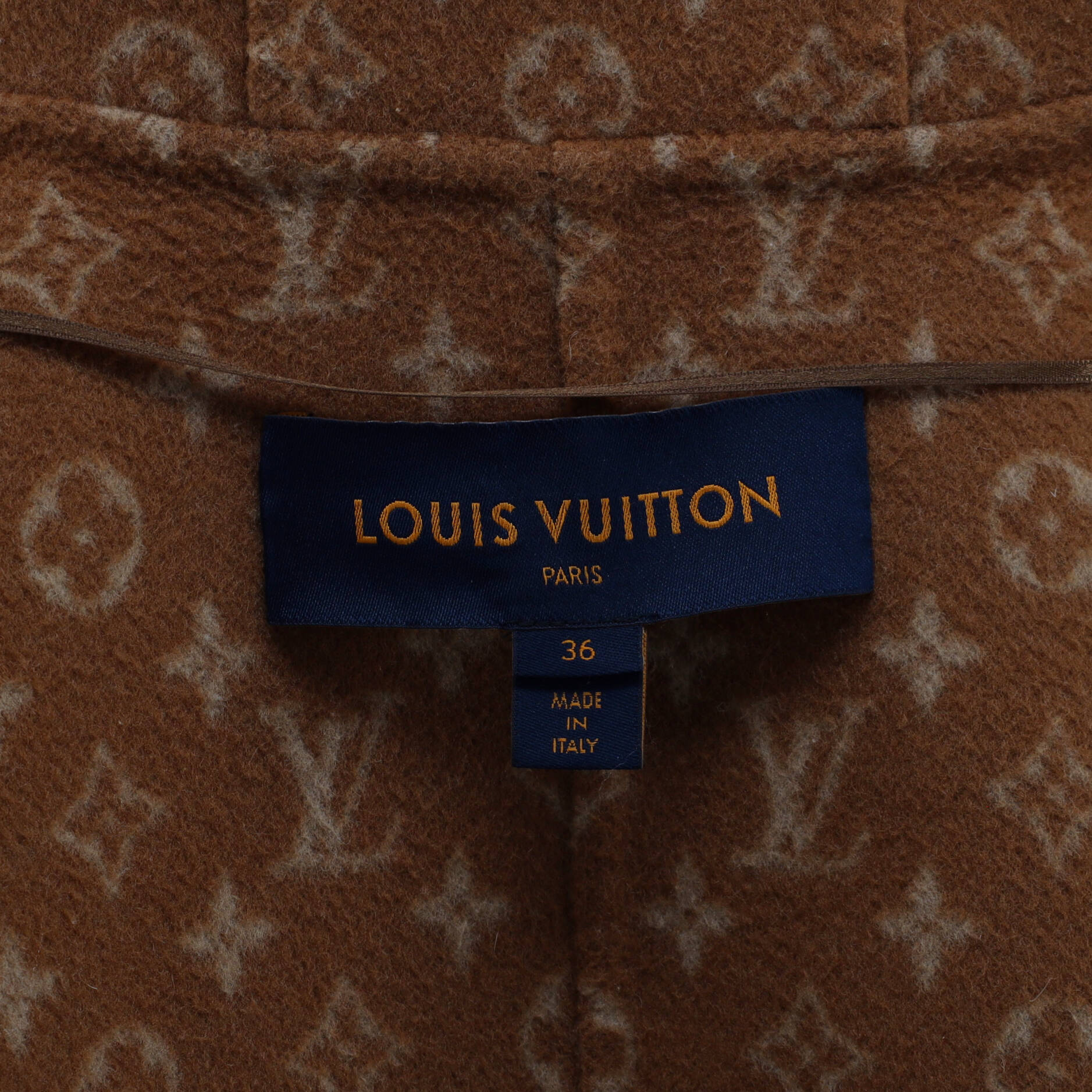 Louis Vuitton Women's Monogram Hooded Wrap Coat Wool Blend Brown 1605337