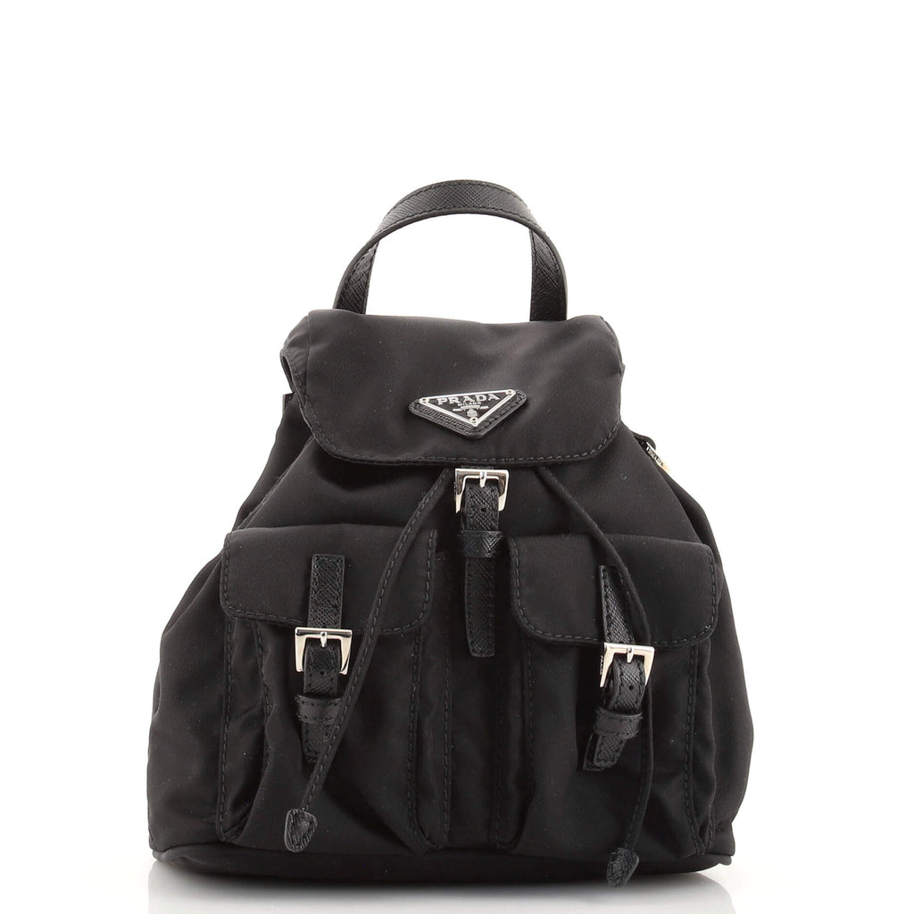 Prada Convertible Chain Backpack Tessuto Mini Black 1616401