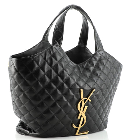 Saint Laurent Icare Shopping Tote Quilted Leather Maxi Black 1618701