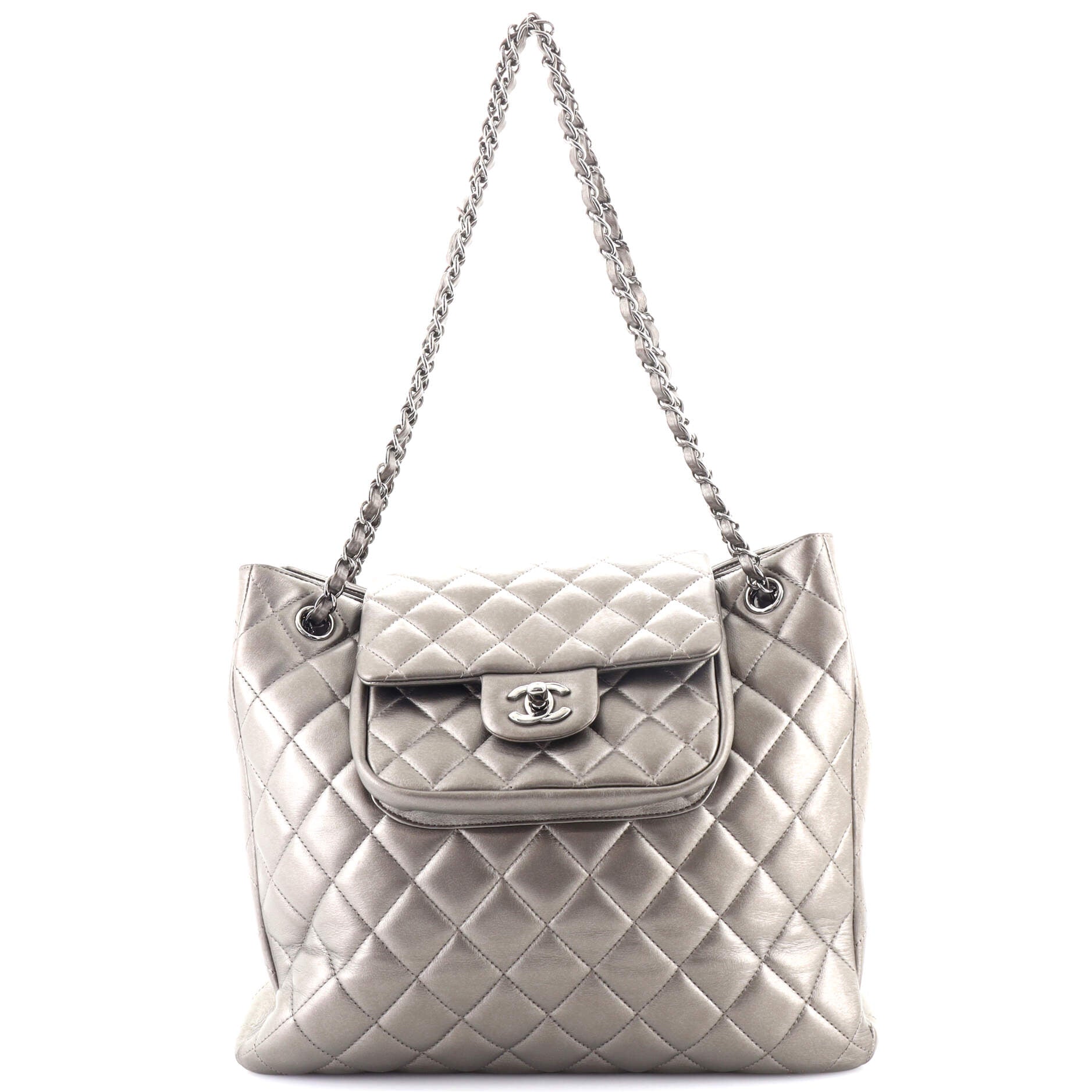 Chanel Mini Black Quilted Glazed Calfskin Hobo With Pearl Strap