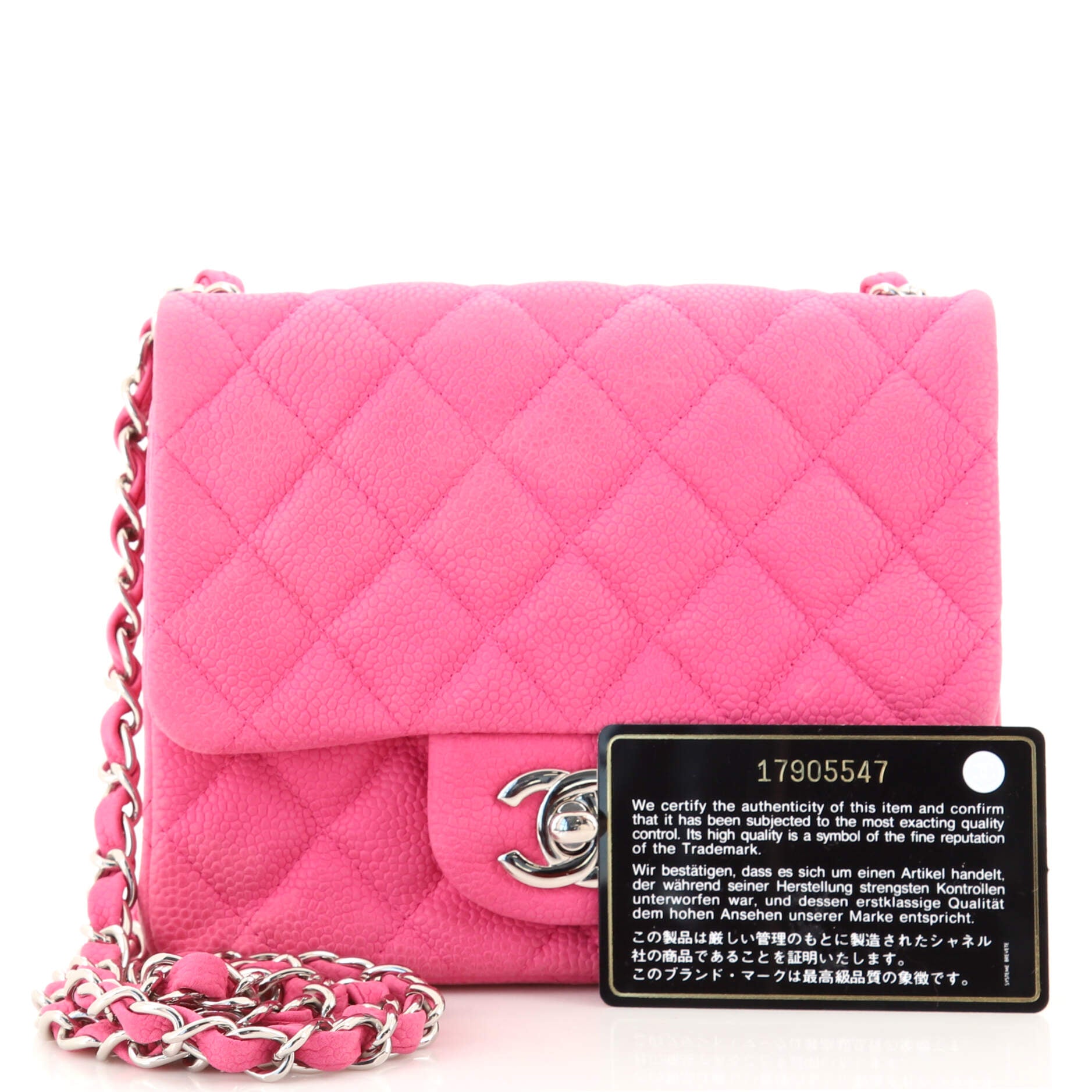 CHANEL Square Classic Single Flap Bag Quilted Matte Caviar Mini