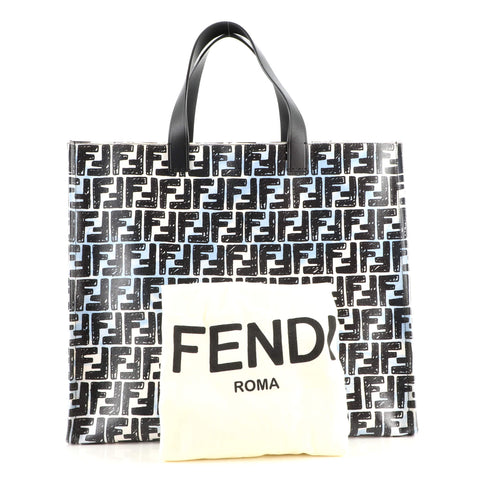 Fendi Shopper Tote Joshua Vides Zucca Coated Canvas Large Blue 16275113