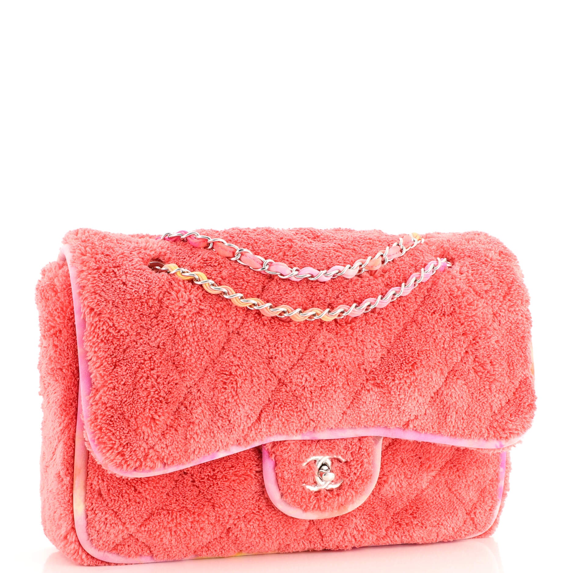 Chanel Pink Chevron Wrinkled Lambskin Medallion Single Flap Small Shoulder Bag  Chanel