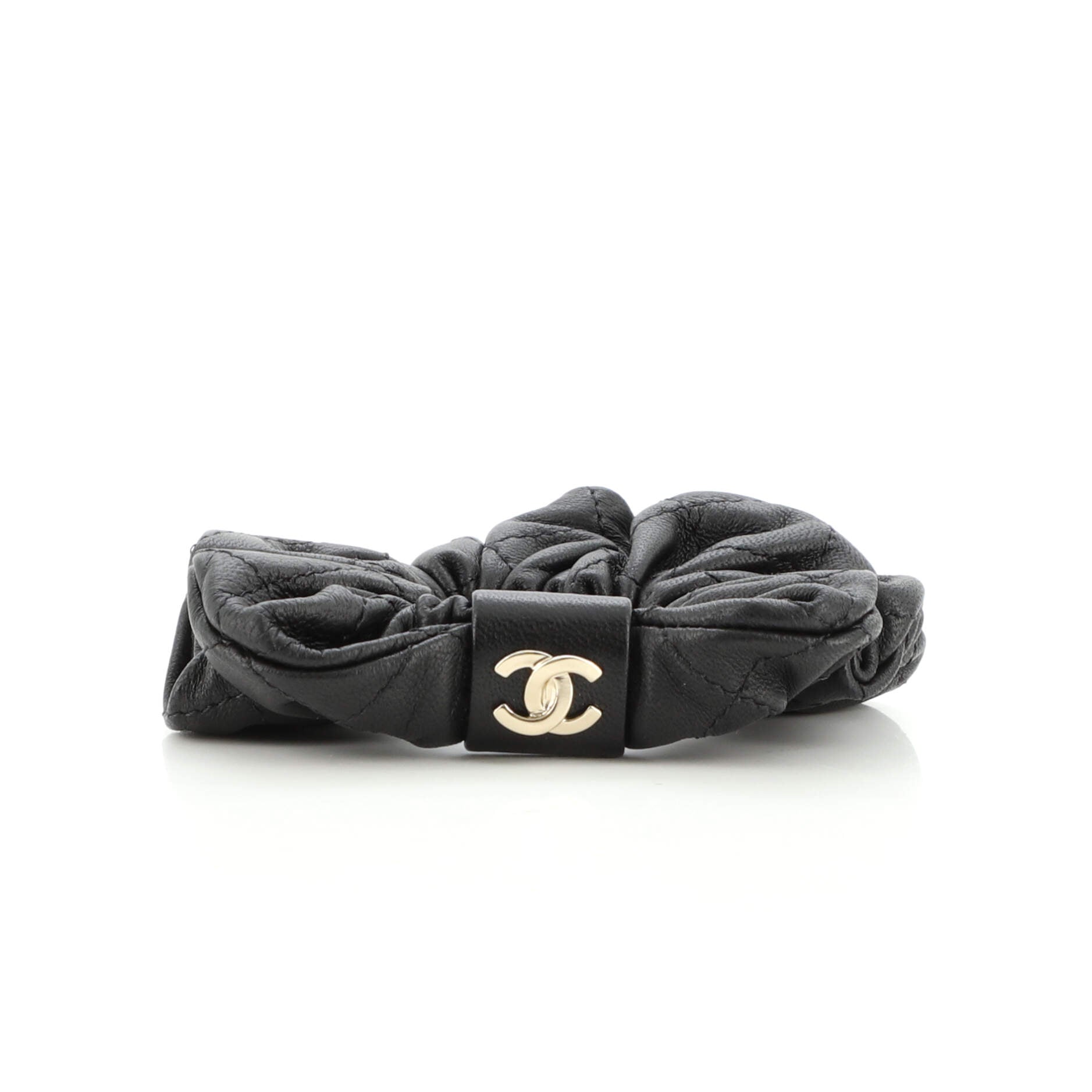CHANEL CC Scrunchie Quilted Lambskin and Metal