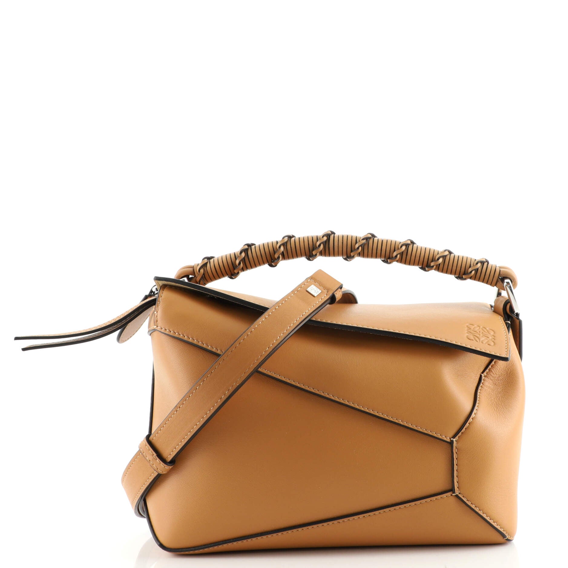 Loewe Puzzle Nano Leather Shoulder Bag in Brown