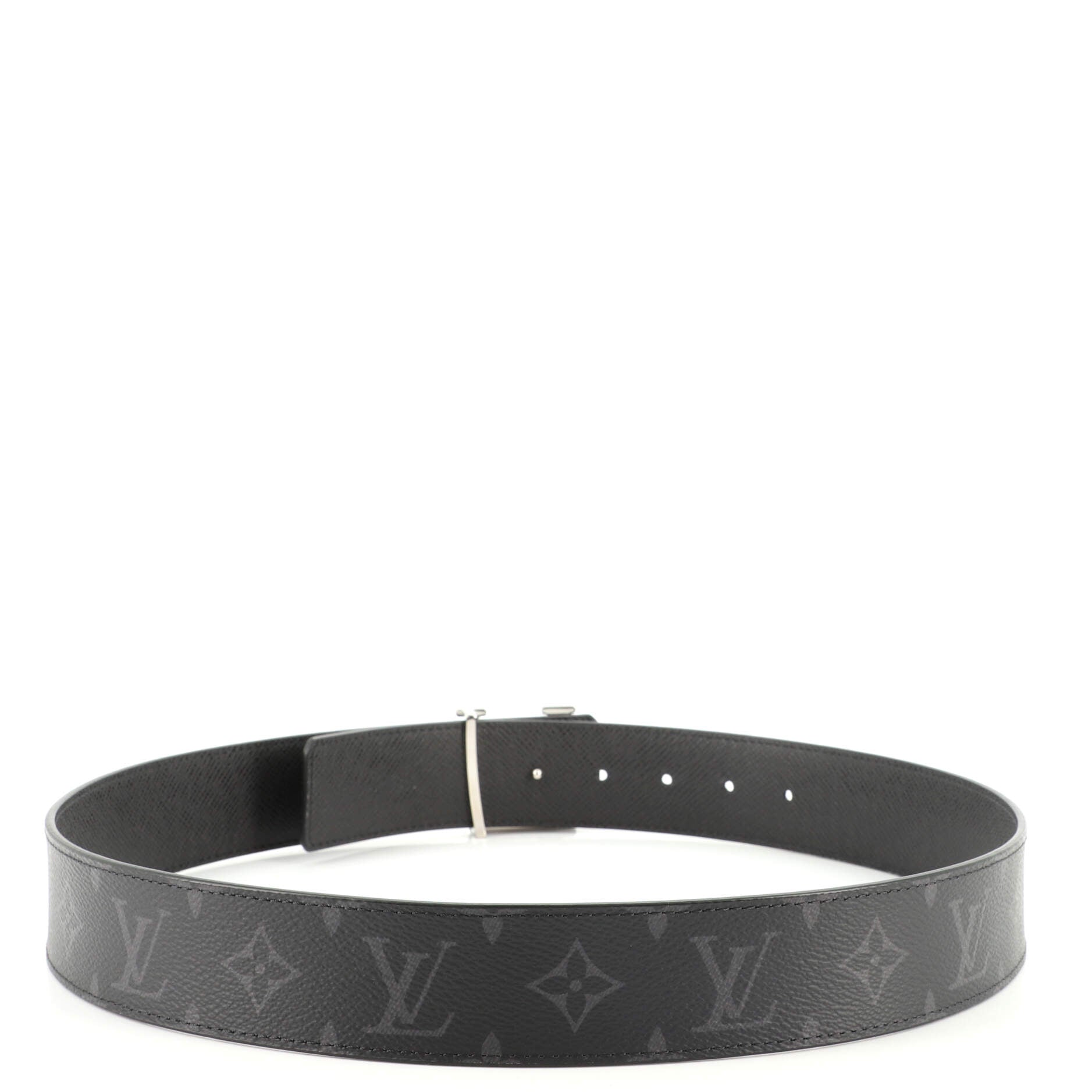 Louis Vuitton LV Initiales Reversible Belt Monogram Eclipse Taiga 40MM White  in Taiga Leather/Canvas with Silver-tone - US