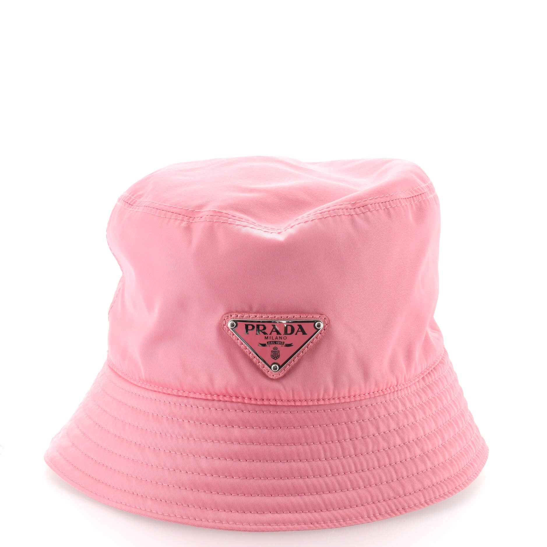 Prada Nylon Logo Bucket Hat Rosso