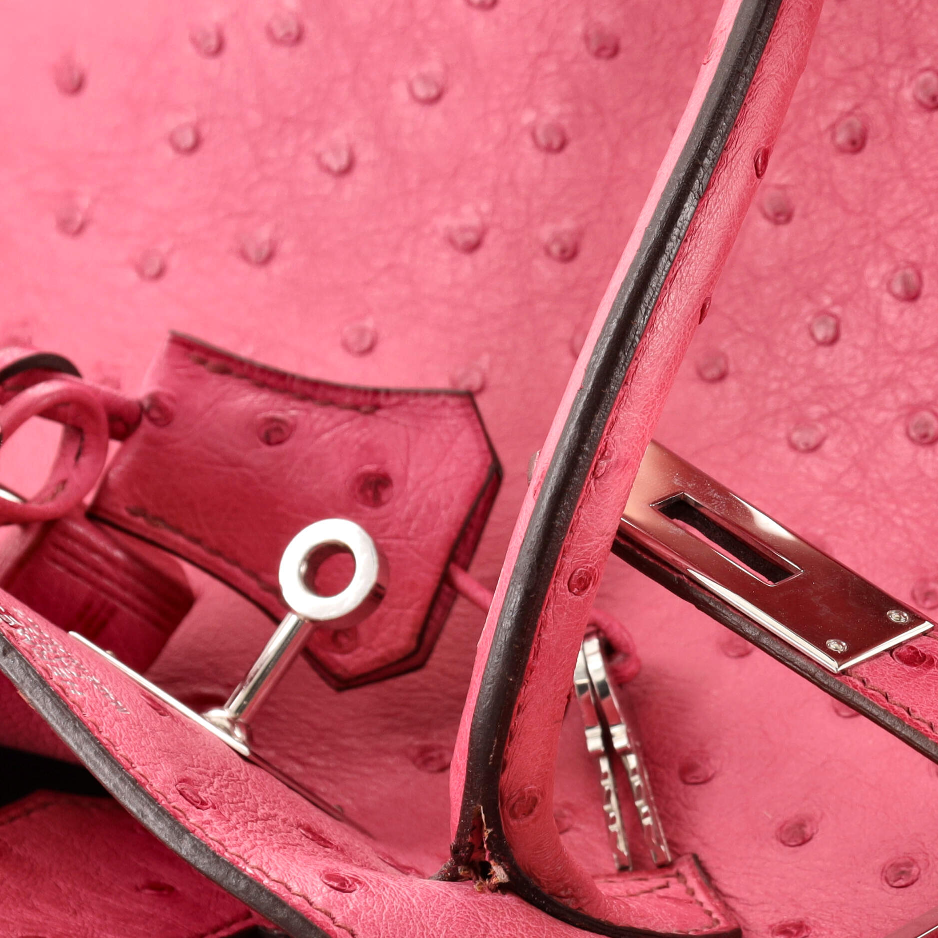 Fuchsia Ostrich Birkin 30 Palladium Hardware, 2005