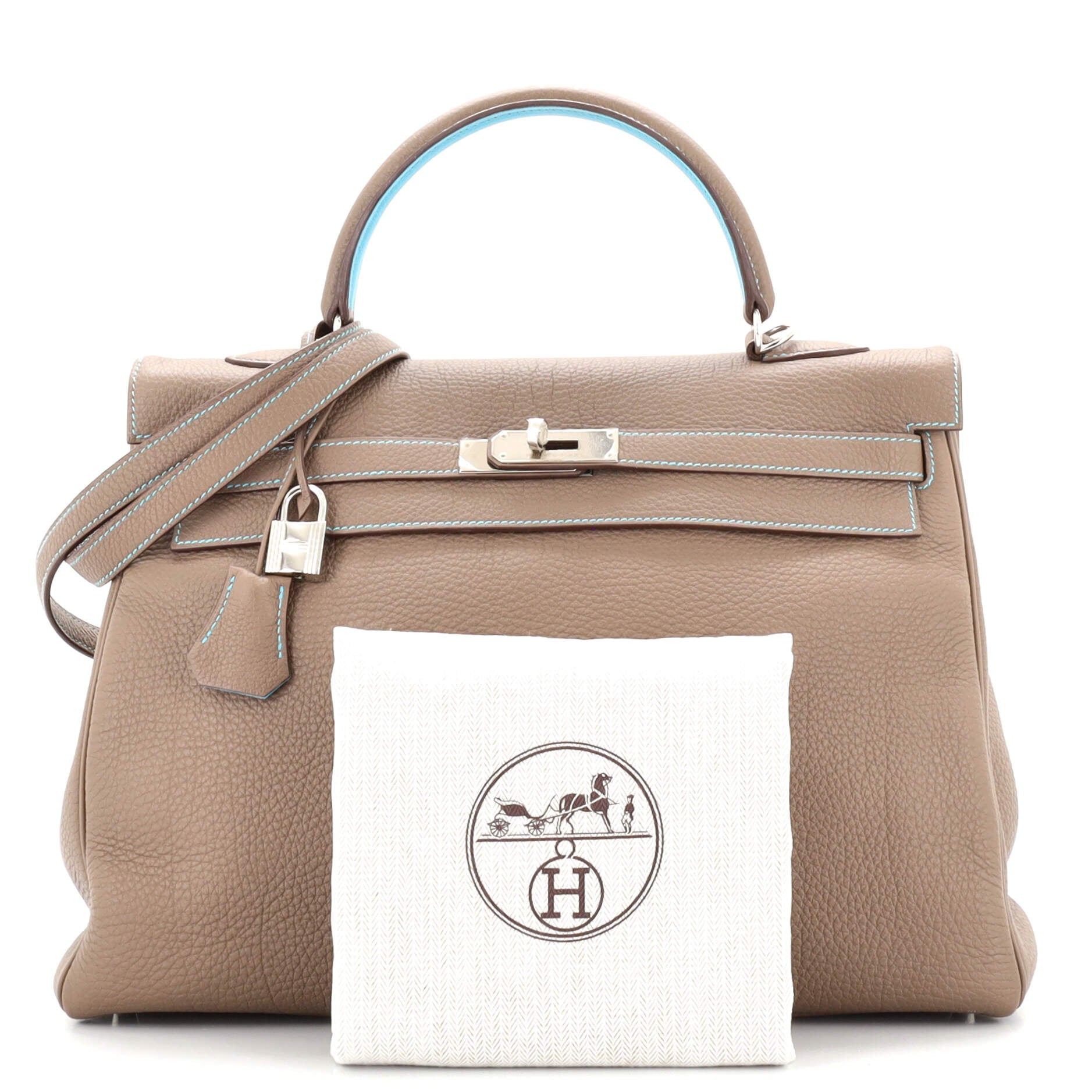 Pre-owned Hermes Kelly Retourne 40 Etoupe Togo Palladium Hardware in 2023