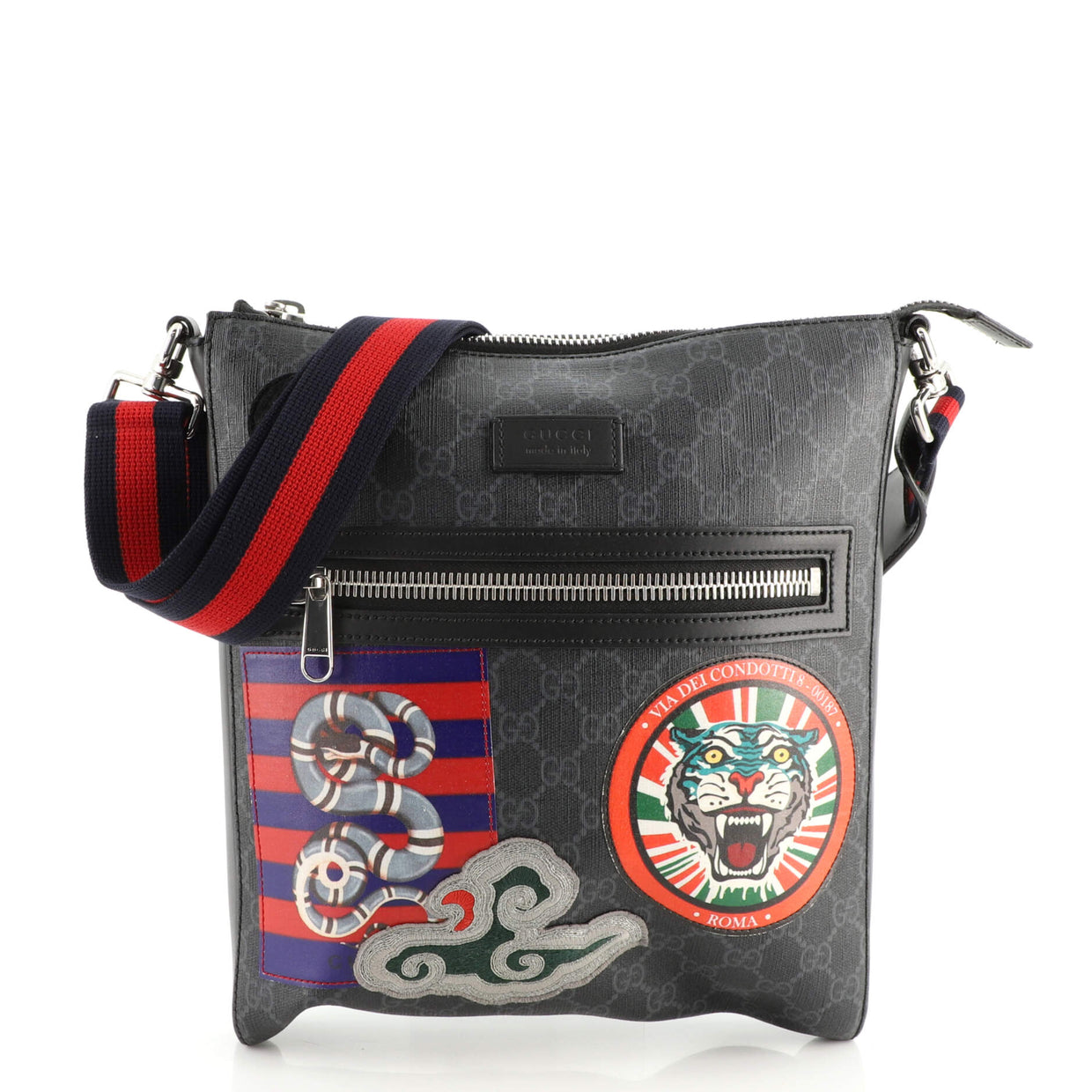 Gucci Night Courrier Zip Messenger GG Coated Canvas with Applique ...