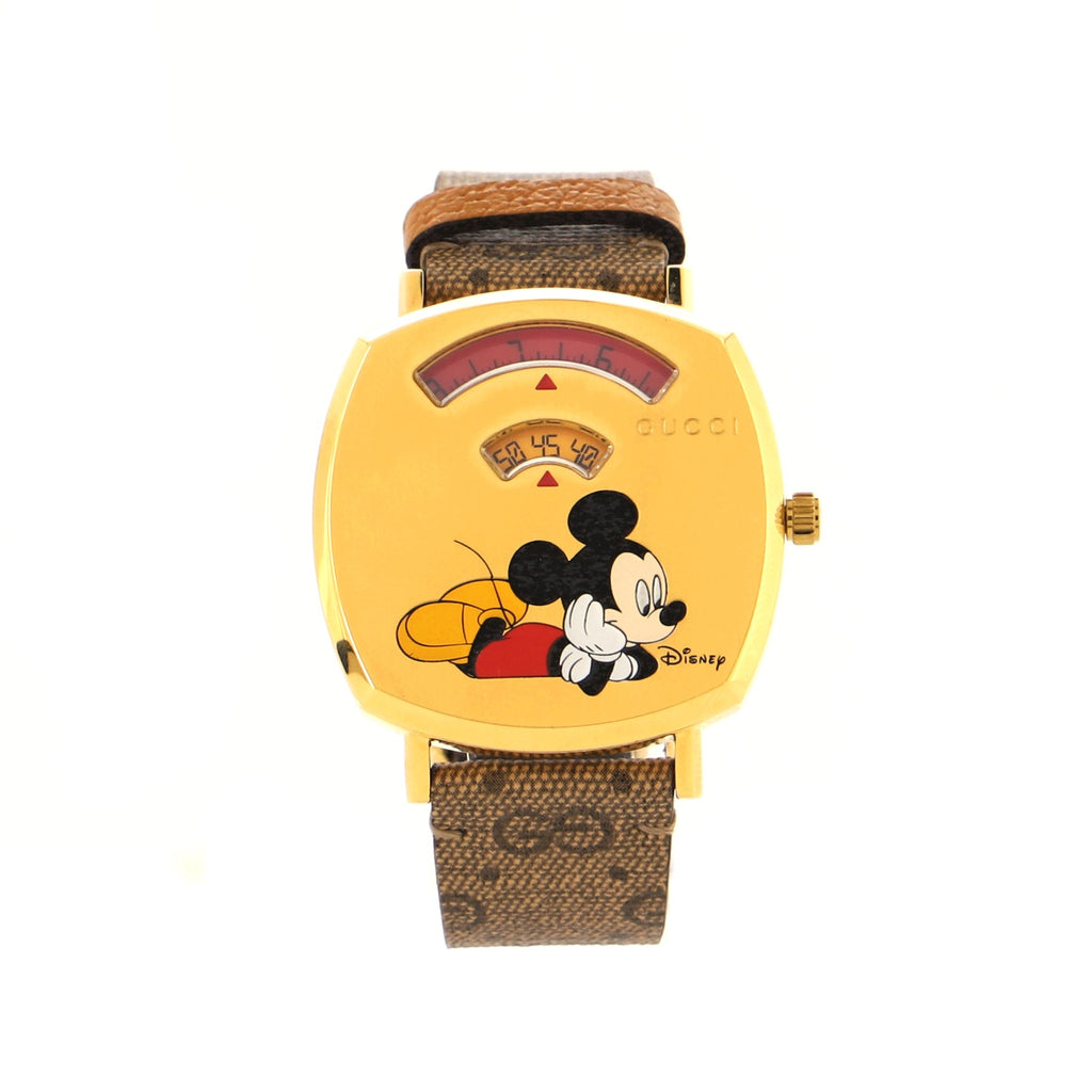 Gucci Disney Mickey Mouse Grip Quartz Watch Stainless Steel and Leather 35  166997391