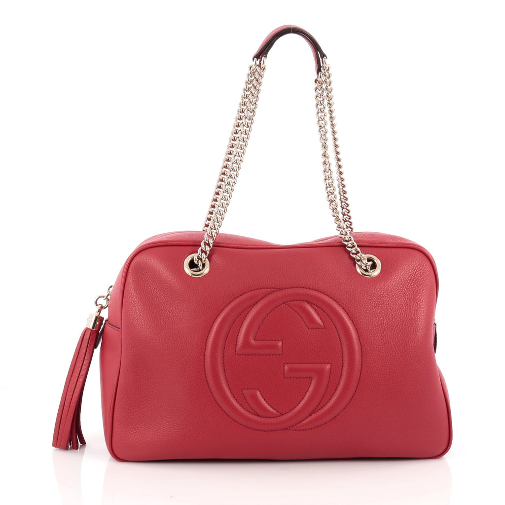 Buy Gucci Soho Chain Zipped Shoulder Bag Leather Medium Red 1674101 – Rebag