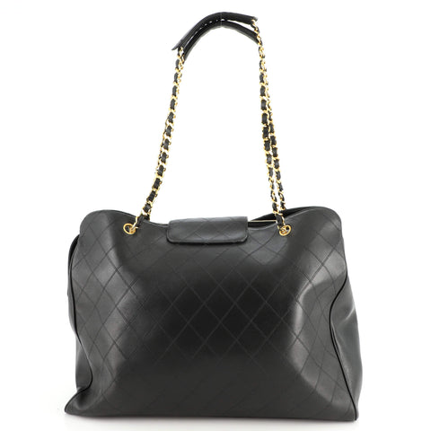 Chanel Vintage Supermodel Weekender Bag Quilted Leather Large Black 1690593