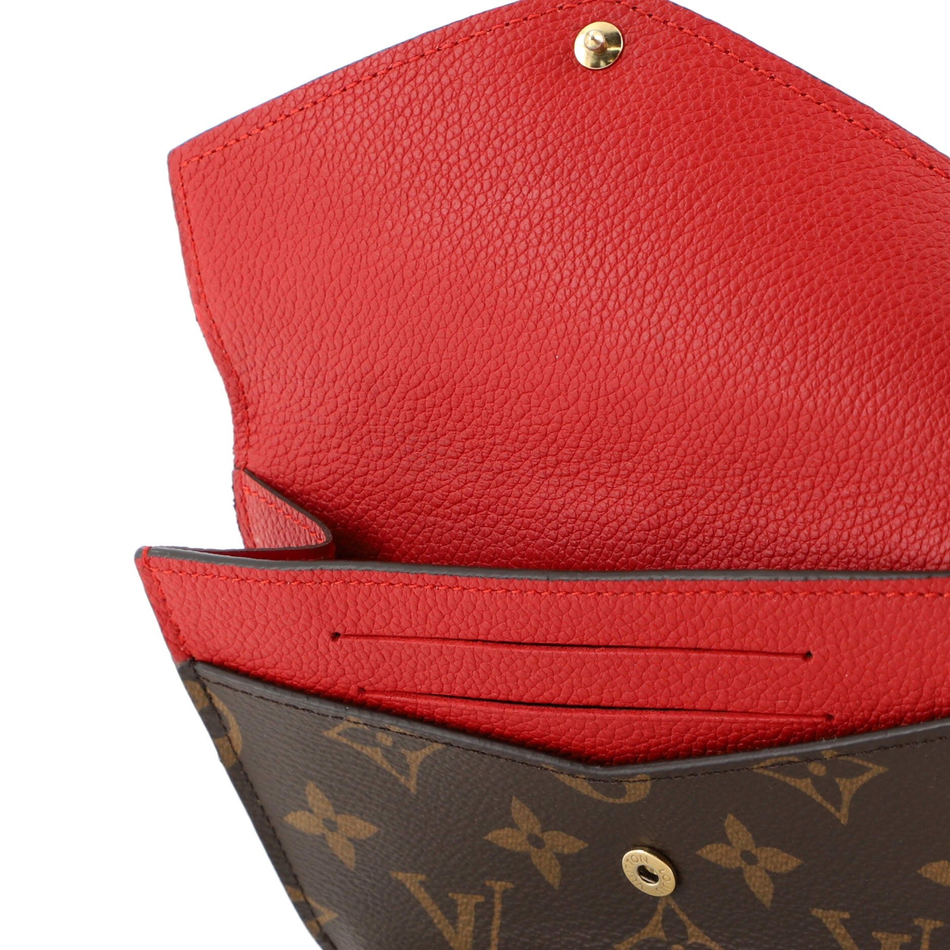 Louis Vuitton Monogram Canvas Pallas NM CompactWallet Red Flap For