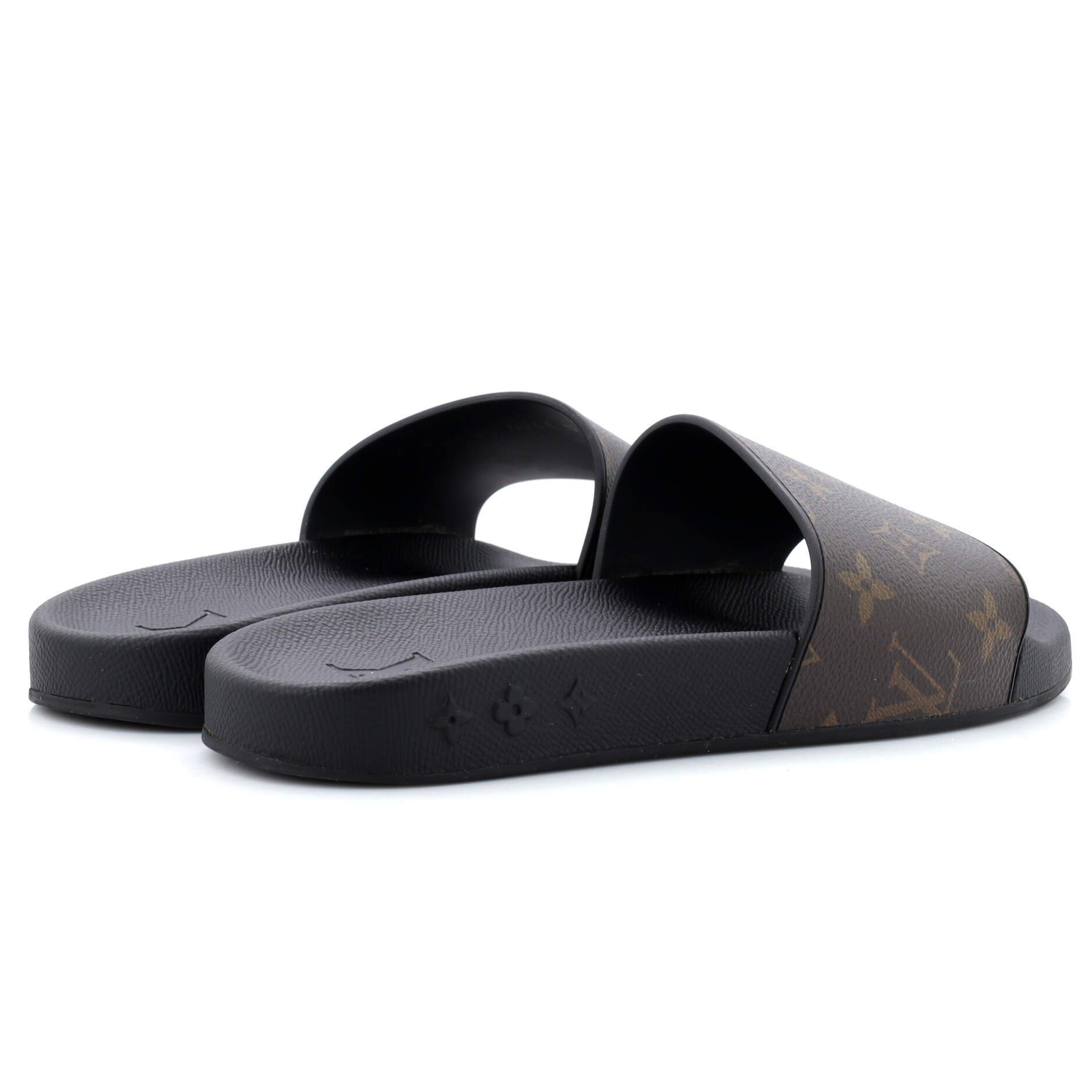 Louis Vuitton Black Rubber Monogram Waterfront Slide Sandals Size