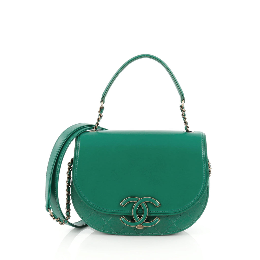 Buy Chanel Coco Curve Top Handle Bag Goatskin Small Green 1707204 – Rebag