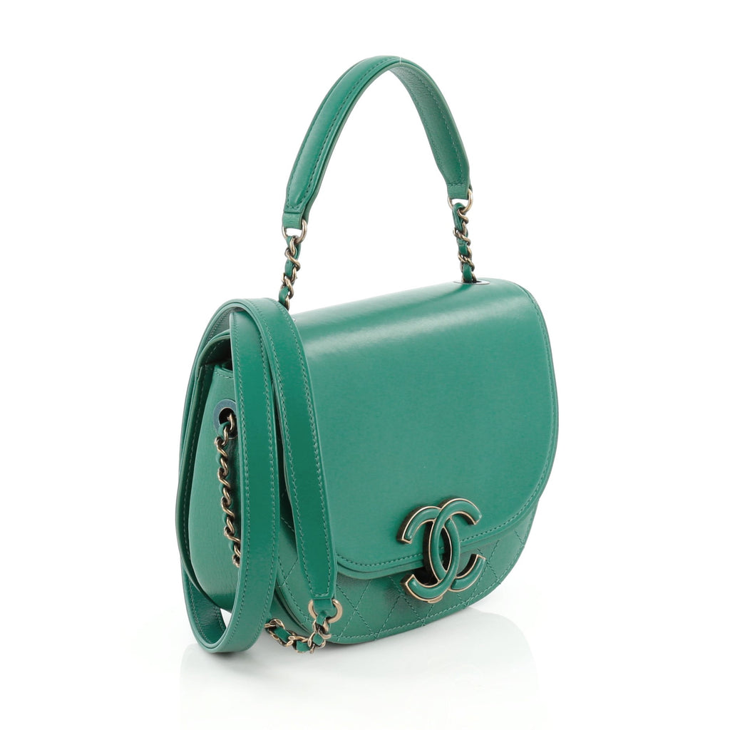 Buy Chanel Coco Curve Top Handle Bag Goatskin Small Green 1707204 – Rebag