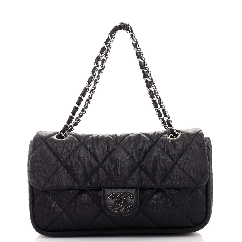 Chanel Le Marais Ligne Flap Bag Quilted Coated Canvas Medium Black 1708662