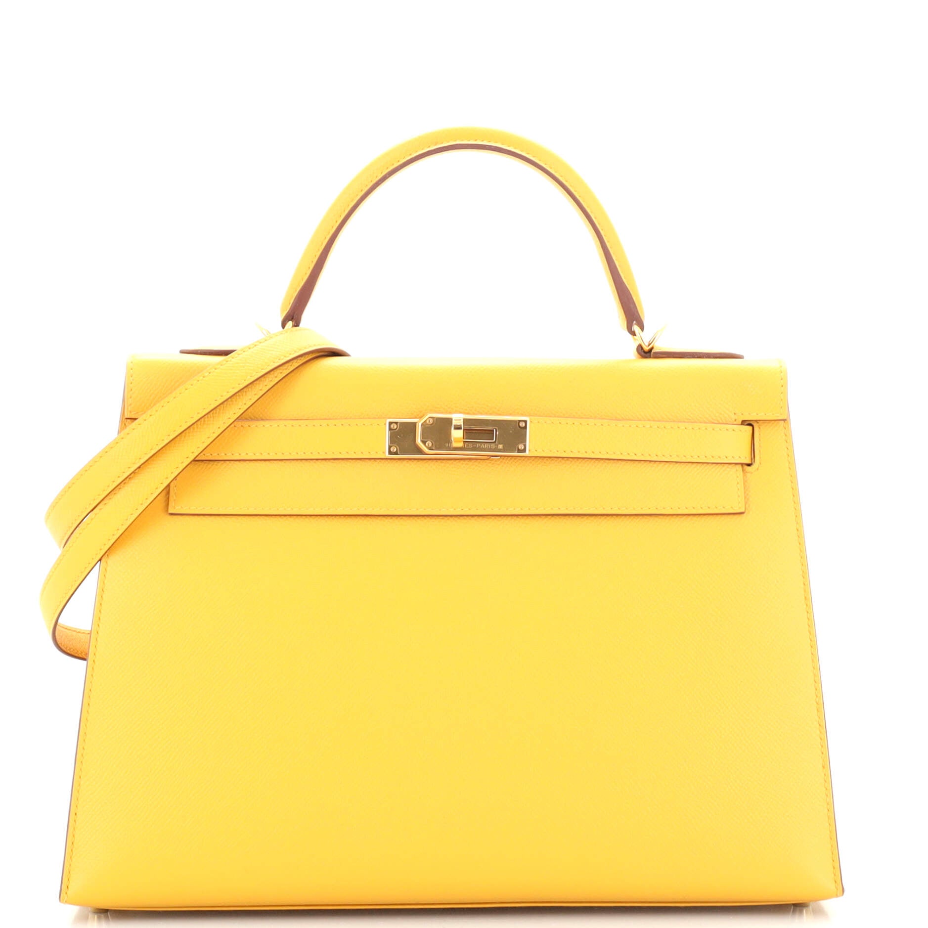 Hermes Kelly Retourne 25 Jaune Ambre Swift Gold Hardware