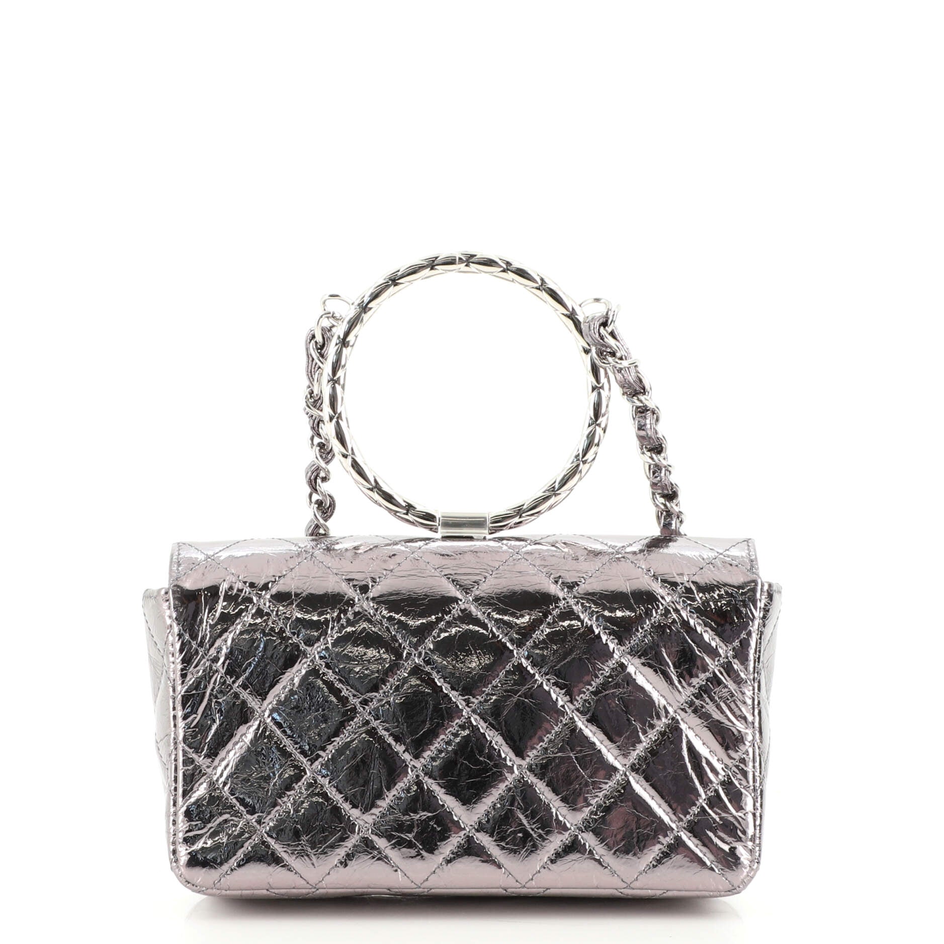 CHANEL Ring Handle CC Flap Bag Quilted Metallic Calfskin Mini