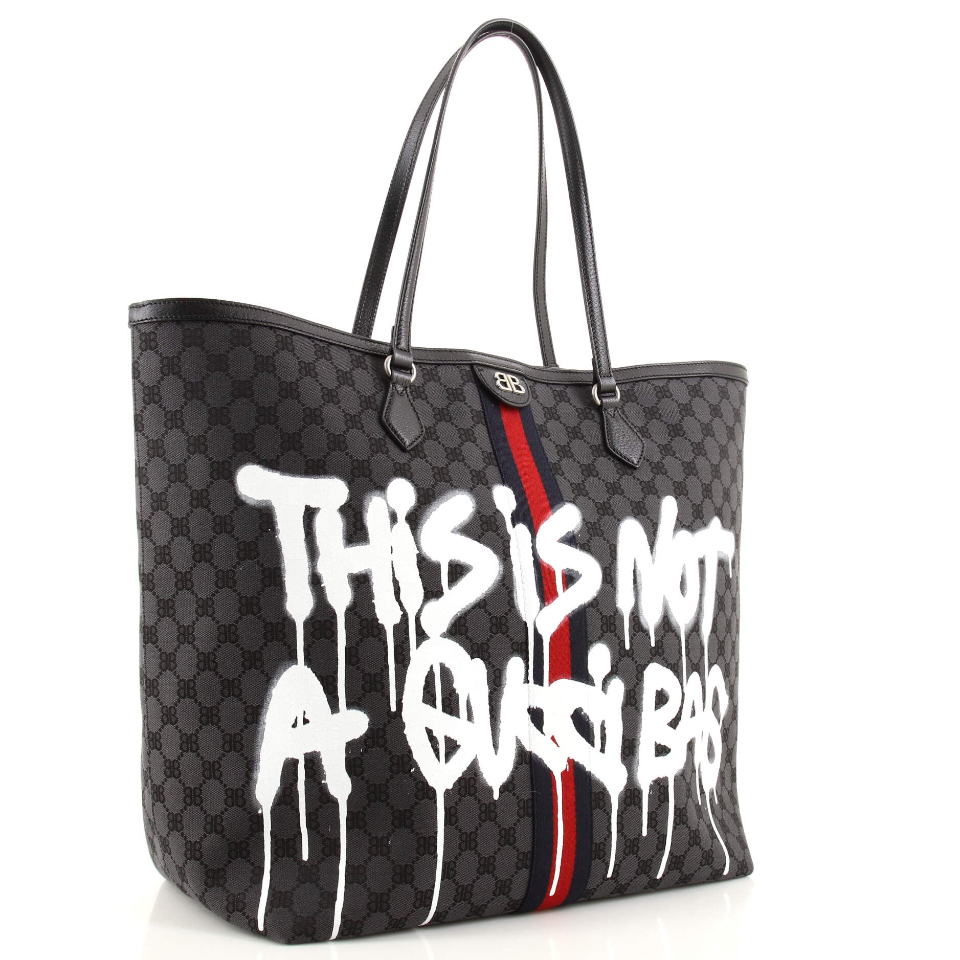 Gucci x Balenciaga The Hacker Project Graffiti Large Tote Bag Black