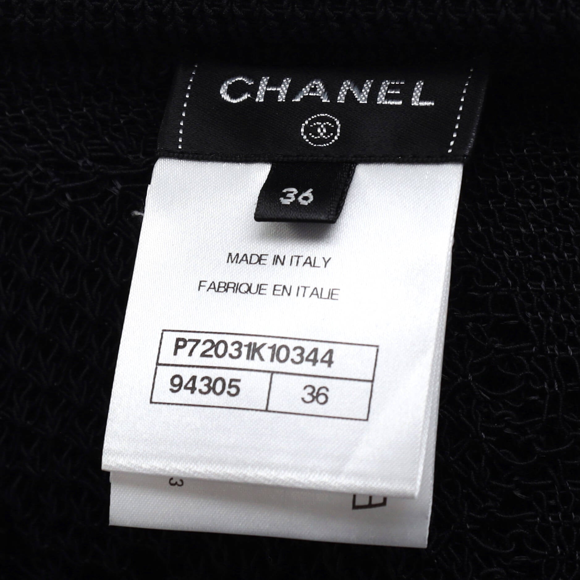 CHANEL Women's Half Button Crewneck Sweater Cashmere with Tweed