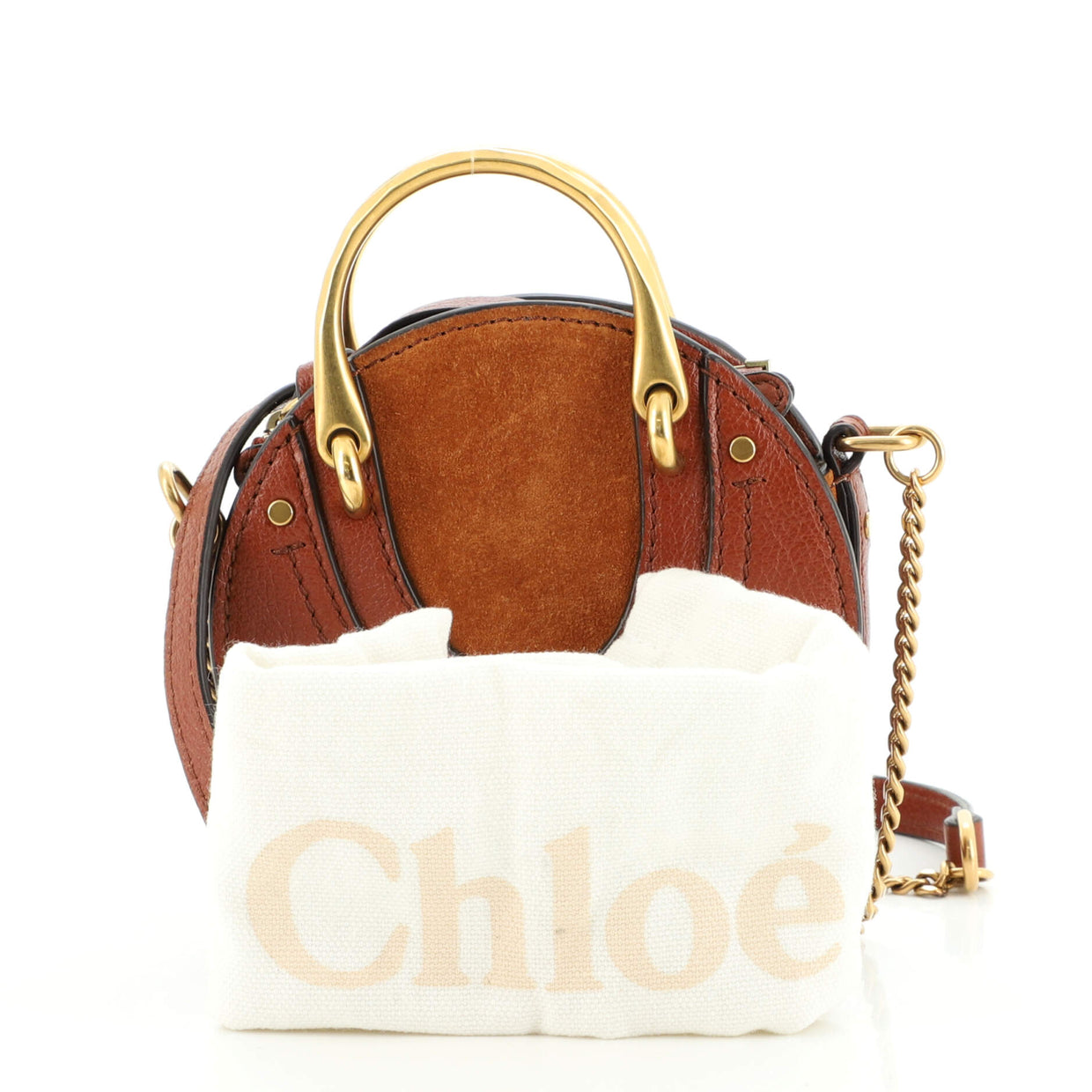 Chloe Pixie Crossbody Bag Leather with Suede Mini Brown 1736911