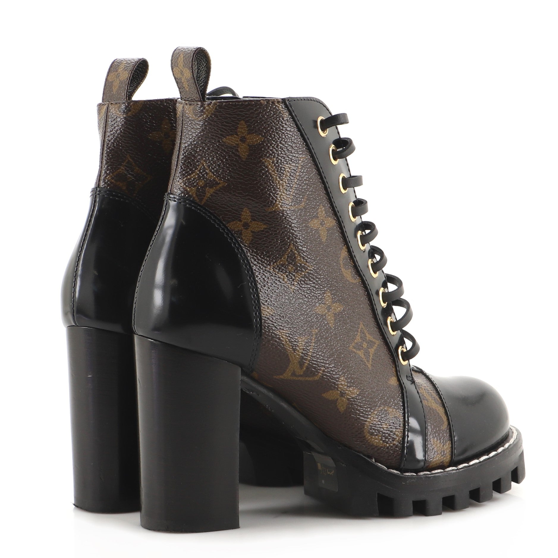 Louis Vuitton Monogram Canvas Black Patent Leather Star Trail Ankle Boots  Size 10.5/41 - Yoogi's Closet