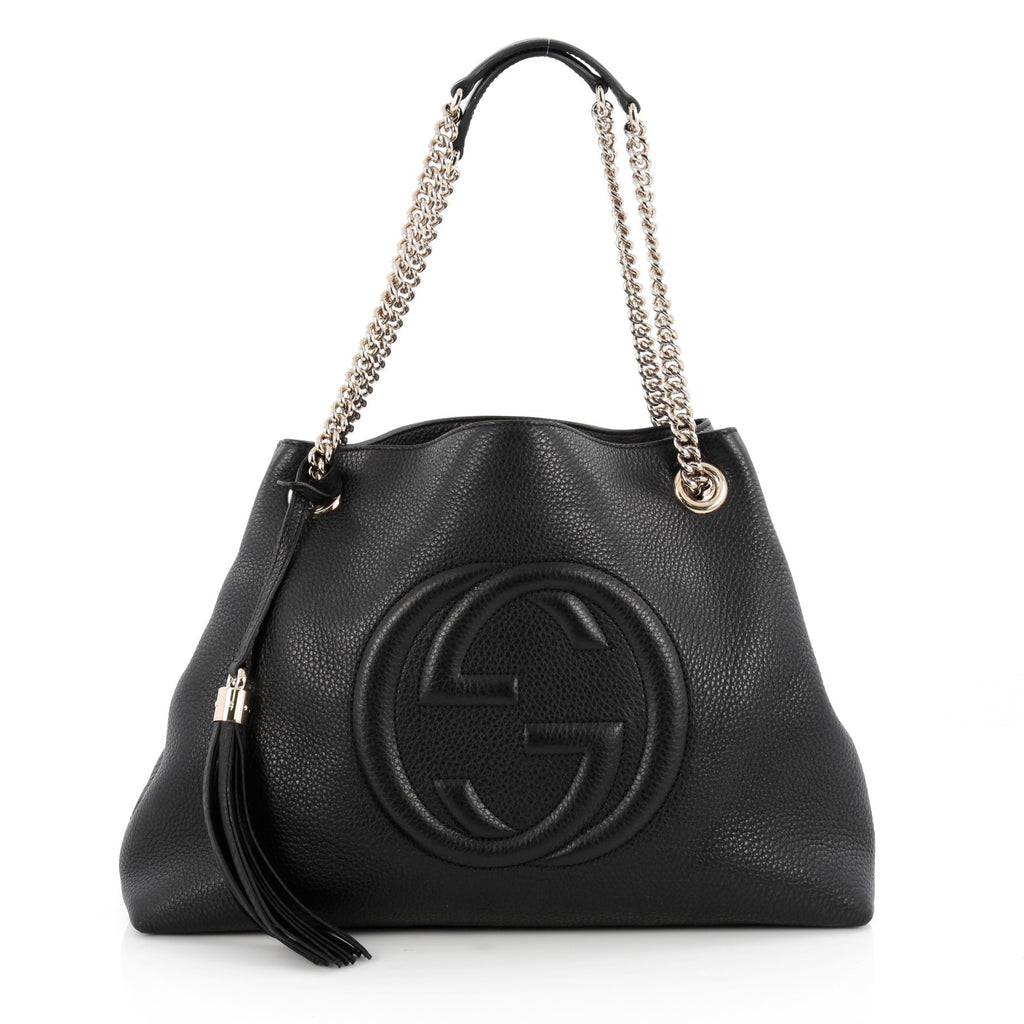 Buy Gucci Soho Shoulder Bag Chain Strap Leather Medium Black 1744502 ...