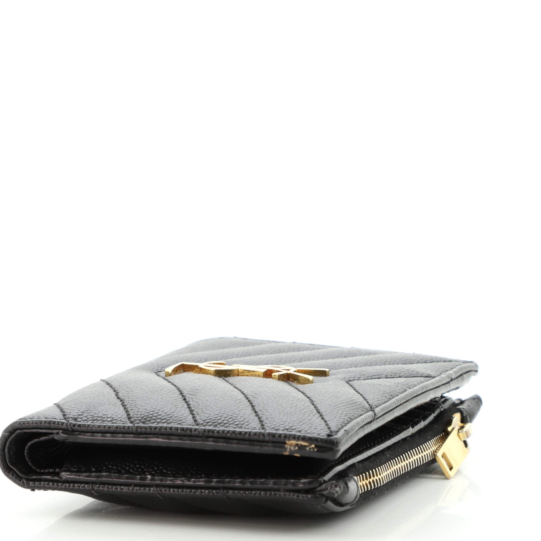 Saint Laurent Classic Monogram Zipped Bifold Wallet Matelasse