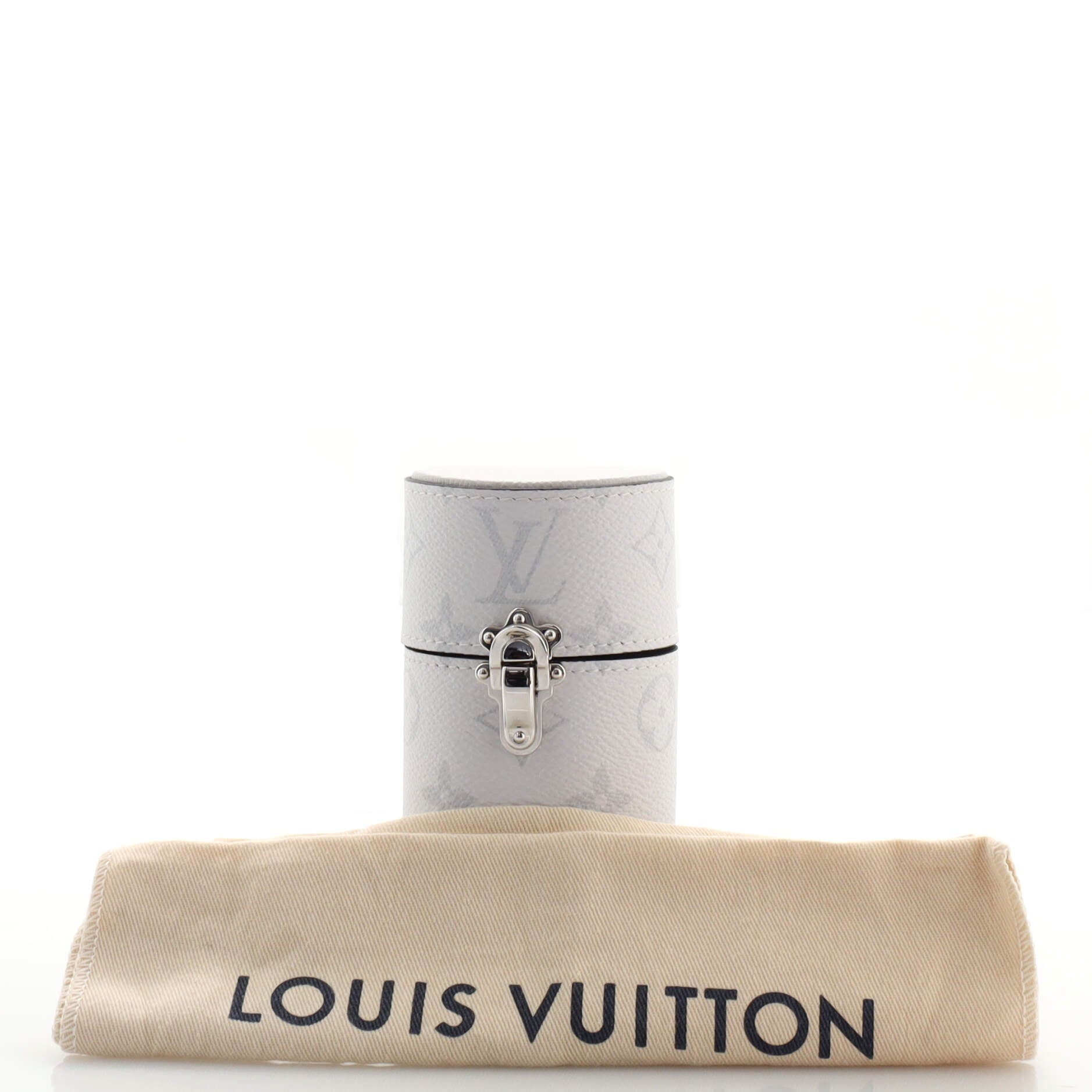 Louis Vuitton Monogram 100ml Perfume Travel Case Taigarama Taiga Leather  White