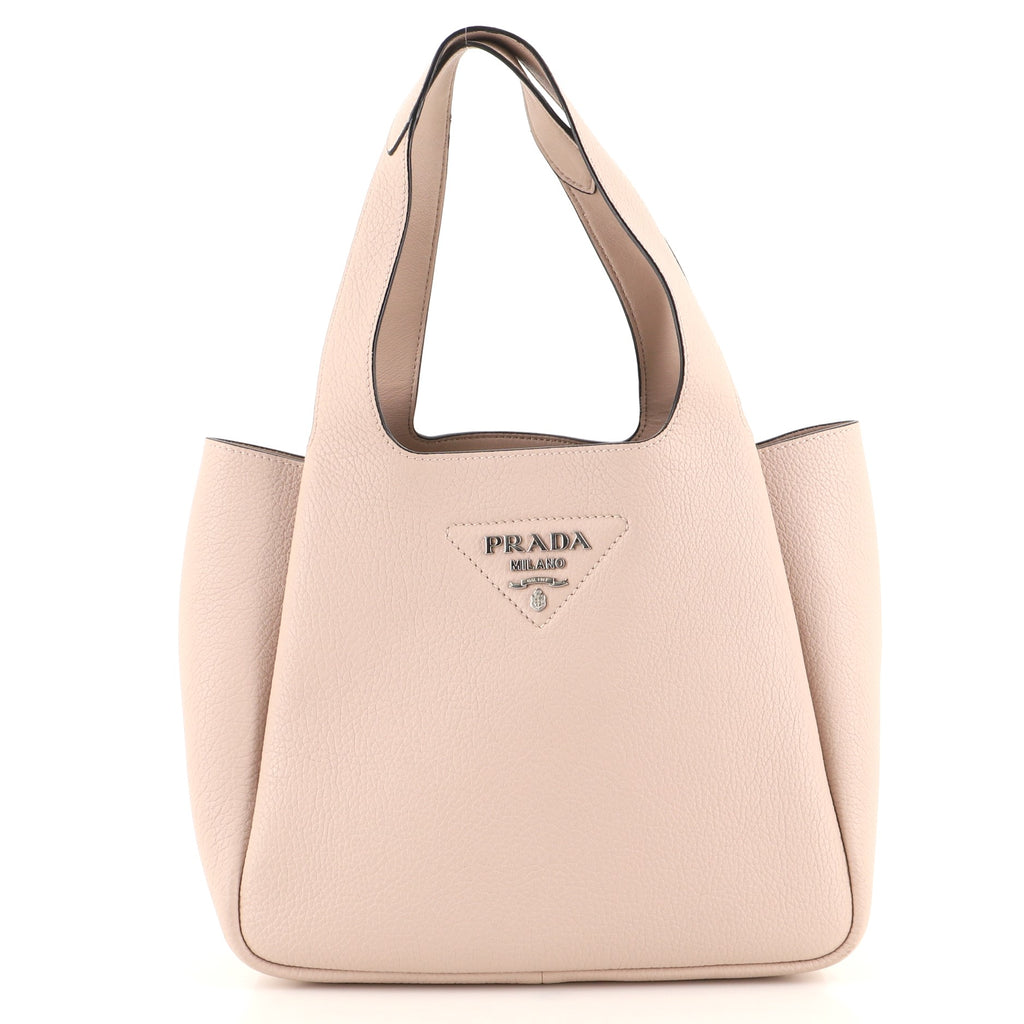 Prada Flou Dynamique Open Tote Vitello Daino Small Neutral 176183280