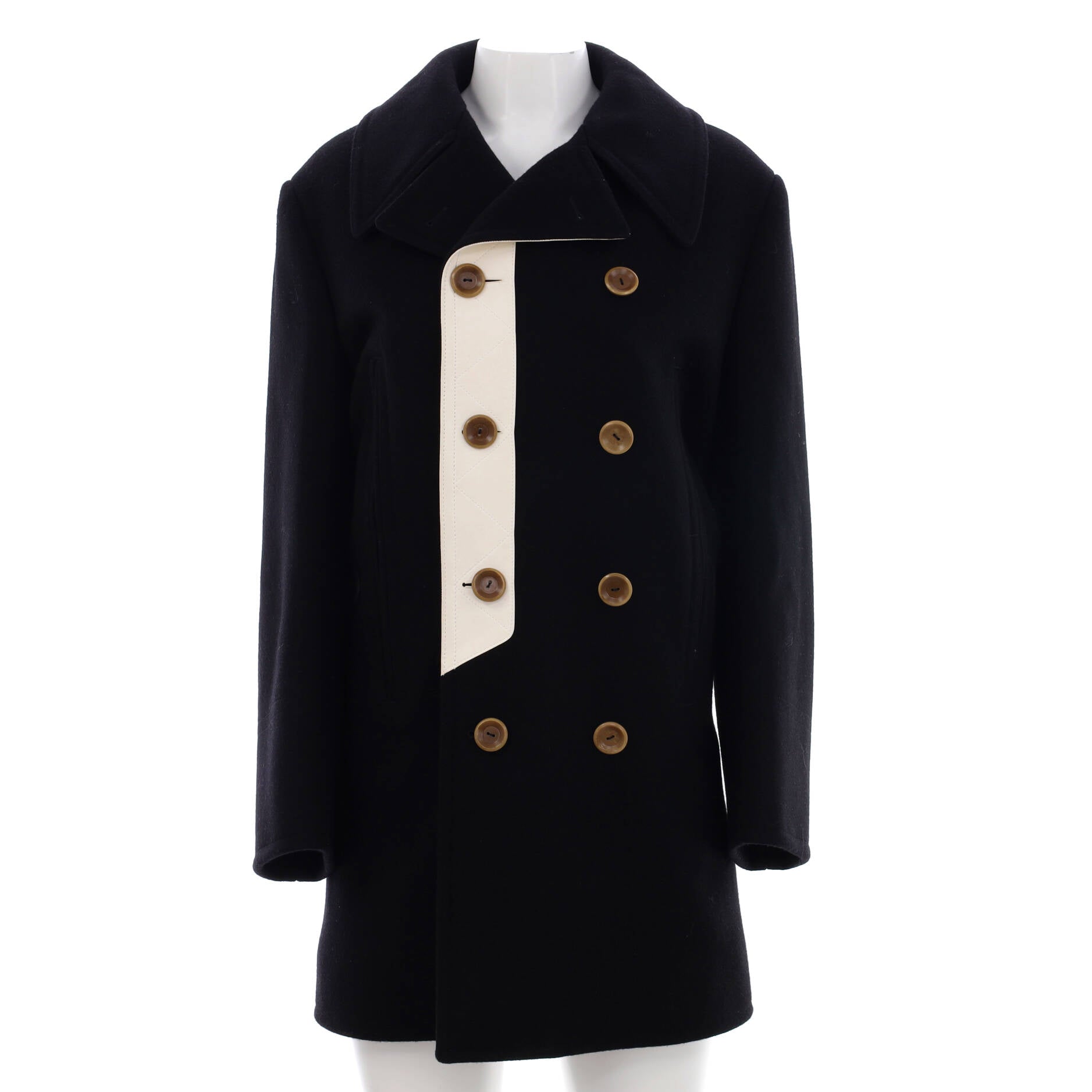 Louis Vuitton Women's Double Breasted Trench Long Coat Cotton with Monogram  Wool Neutral 15968035